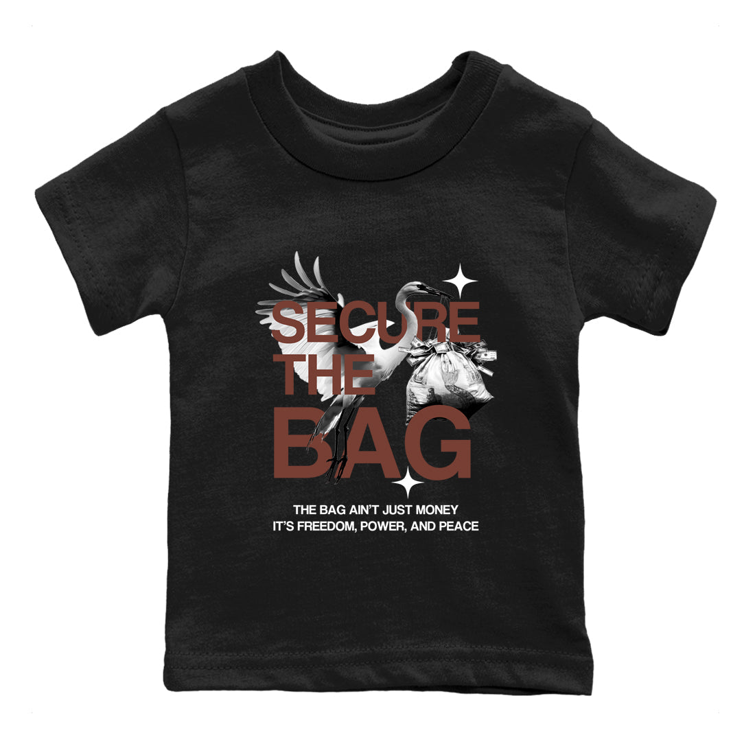 Sneaker match tees – Sneaker Tees To Match Dunk Low Football Shoes – Secure The Bag Kids T-Shirt Black 2