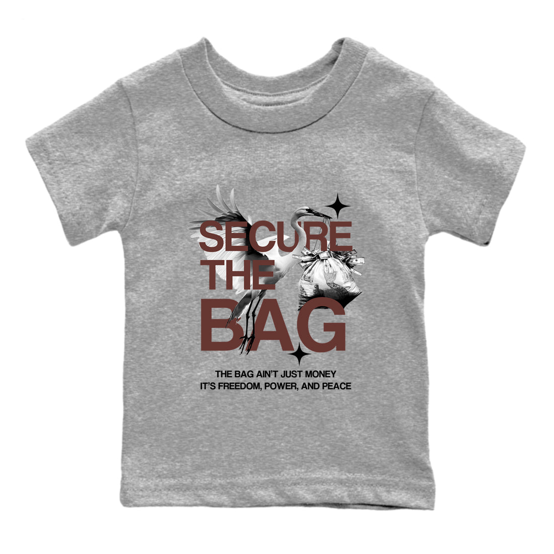 Sneaker match tees – Sneaker Tees To Match Dunk Low Football Shoes – Secure The Bag Kids T-Shirt Heather Grey 2
