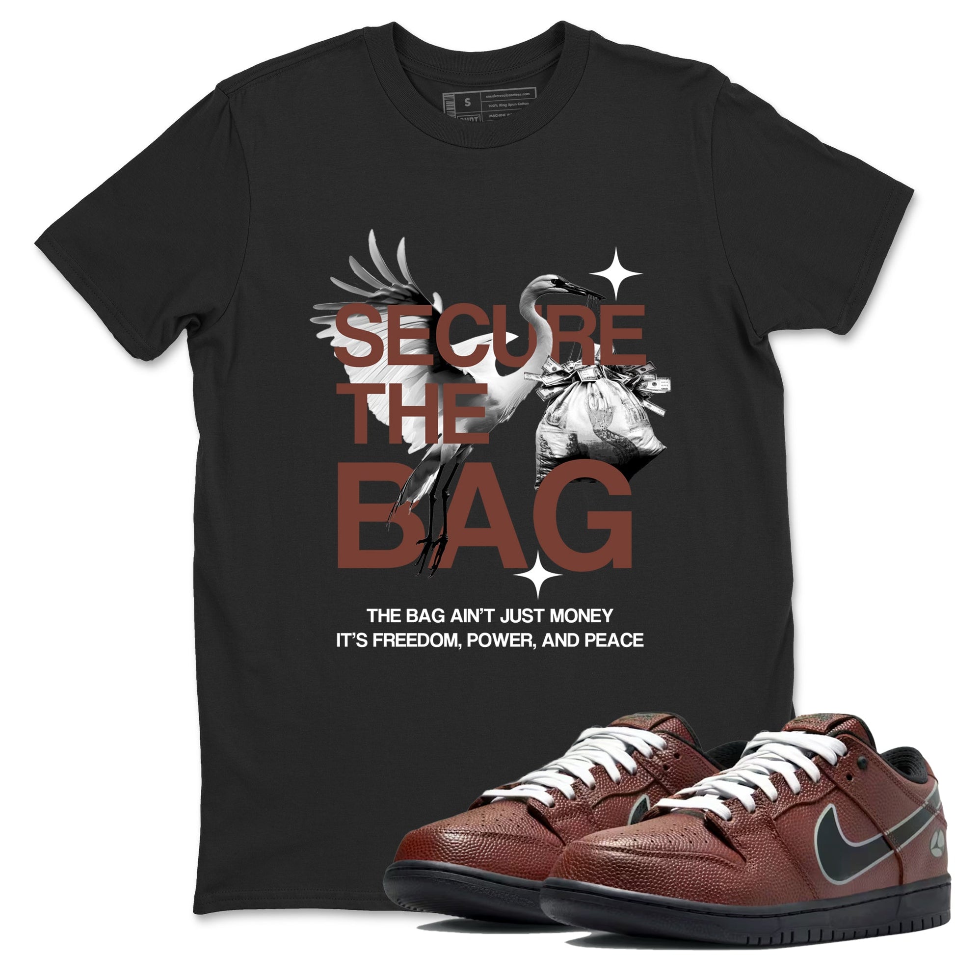 Sneaker match tees – Sneaker Tees To Match Dunk Low Football Shoes – Secure The Bag Tee Black 1