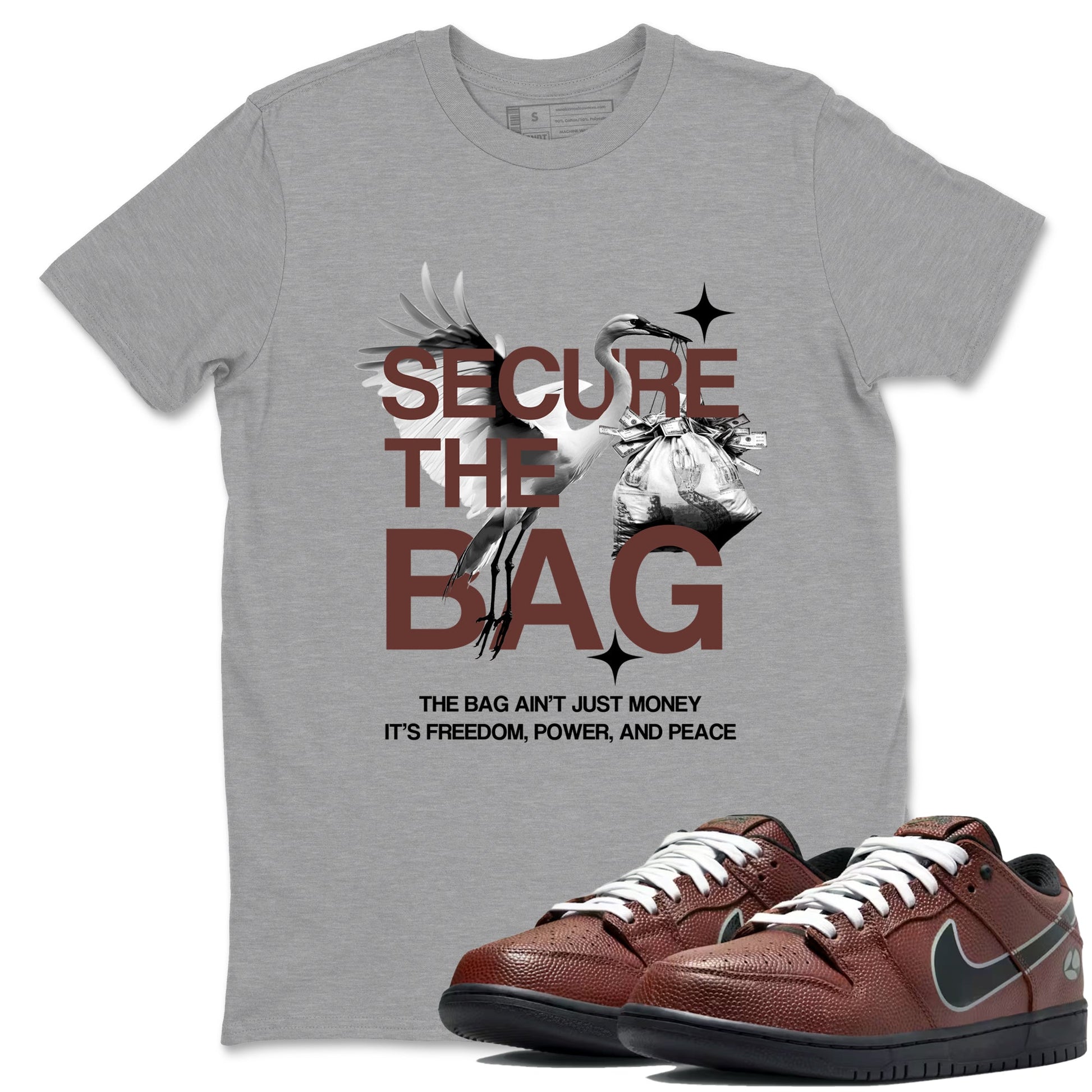Sneaker match tees – Sneaker Tees To Match Dunk Low Football Shoes – Secure The Bag Tee Heather Grey 1