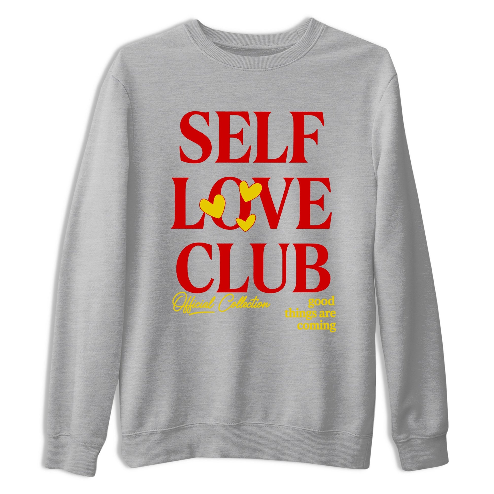 Self Love Club sneaker match t-shirt styled to complete your fit with the Air Jordan 14 Challenge Red sneakers, shown in Heather Grey 2.