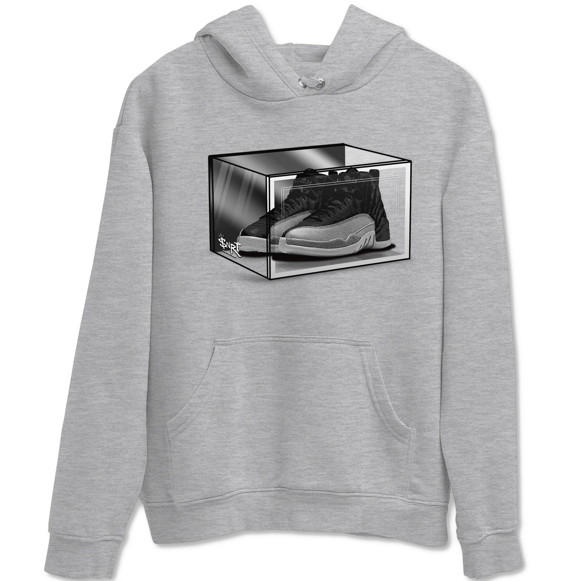 12s Black Wolf Grey shirts to match jordans Shoe Box sneaker match tees Air Jordan 12 Black Wolf Grey match shoes to clothes SNRT Sneaker Tees unisex cotton Heather Grey 2 shirts