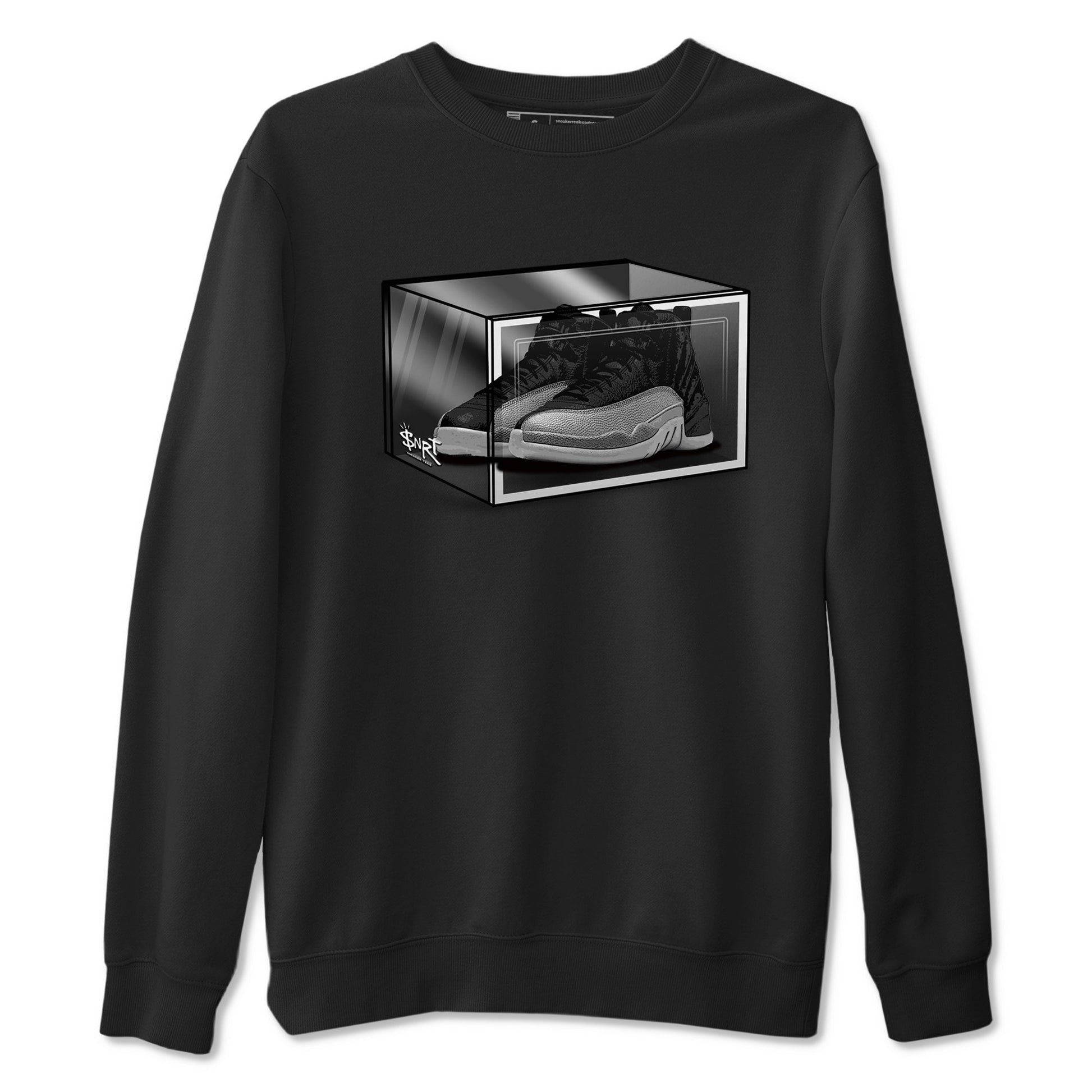 12s Black Wolf Grey shirts to match jordans Shoe Box sneaker match tees Air Jordan 12 Black Wolf Grey match shoes to clothes SNRT Sneaker Tees unisex cotton Black 2 shirts