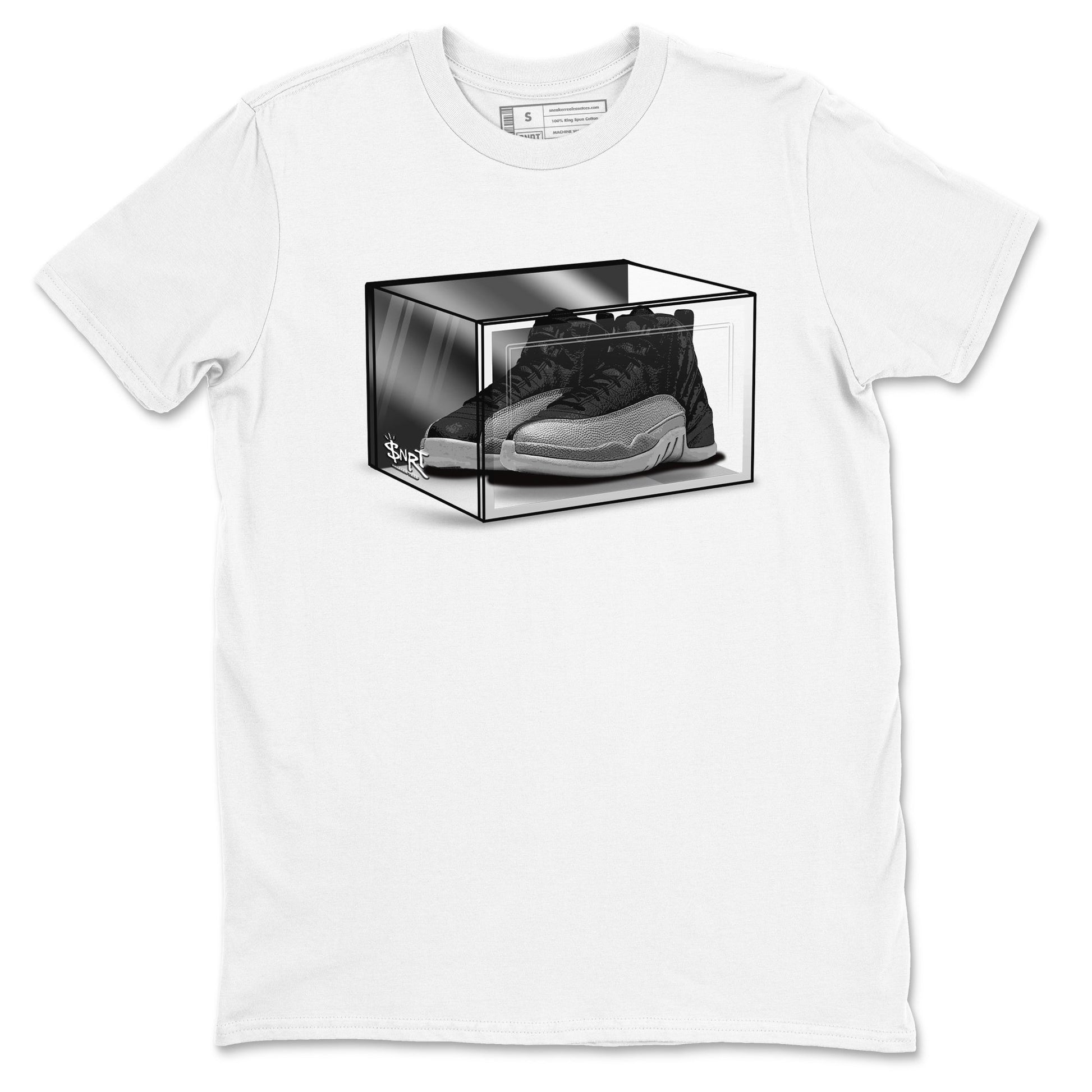 12s Black Wolf Grey shirts to match jordans Shoe Box sneaker match tees Air Jordan 12 Black Wolf Grey match shoes to clothes SNRT Sneaker Tees unisex cotton White 2 shirts