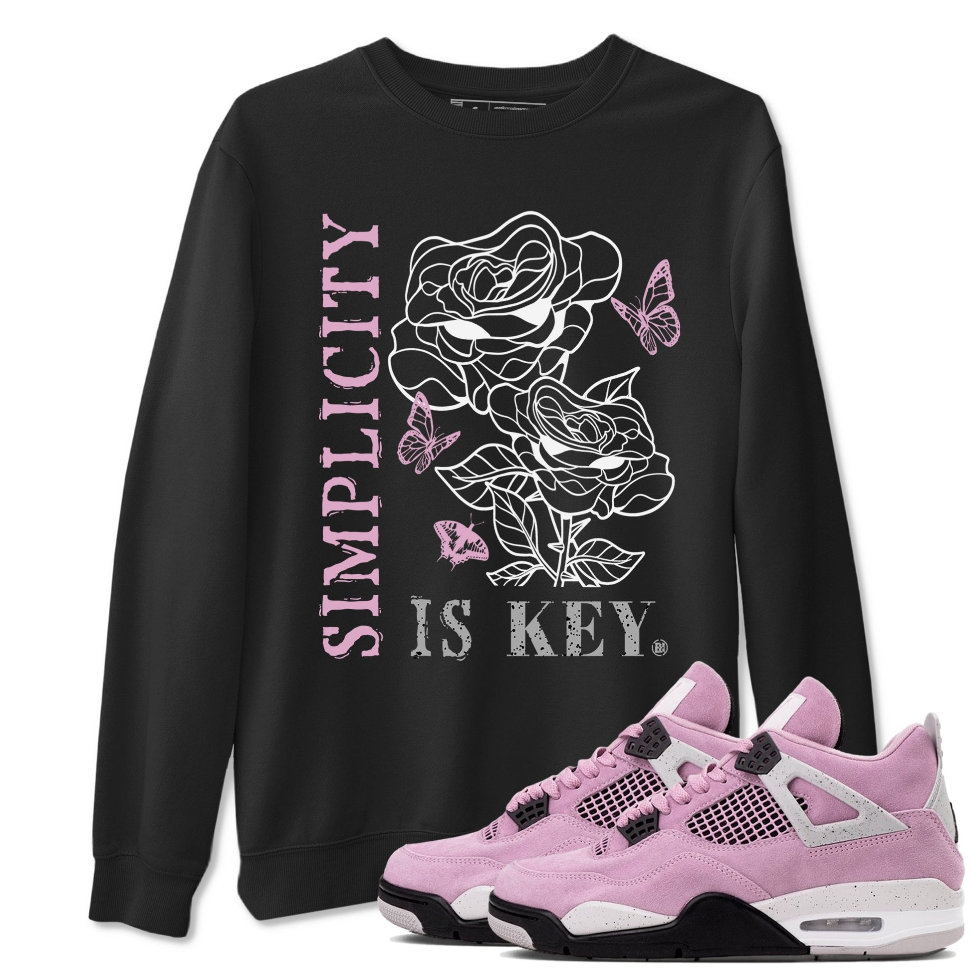 4s Orchid shirts to match jordans Simplicity Is Key sneaker match tees Air Jordan 4 Orchid match shoes to clothes SNRT Sneaker Tees unisex cotton Black 1 shirts