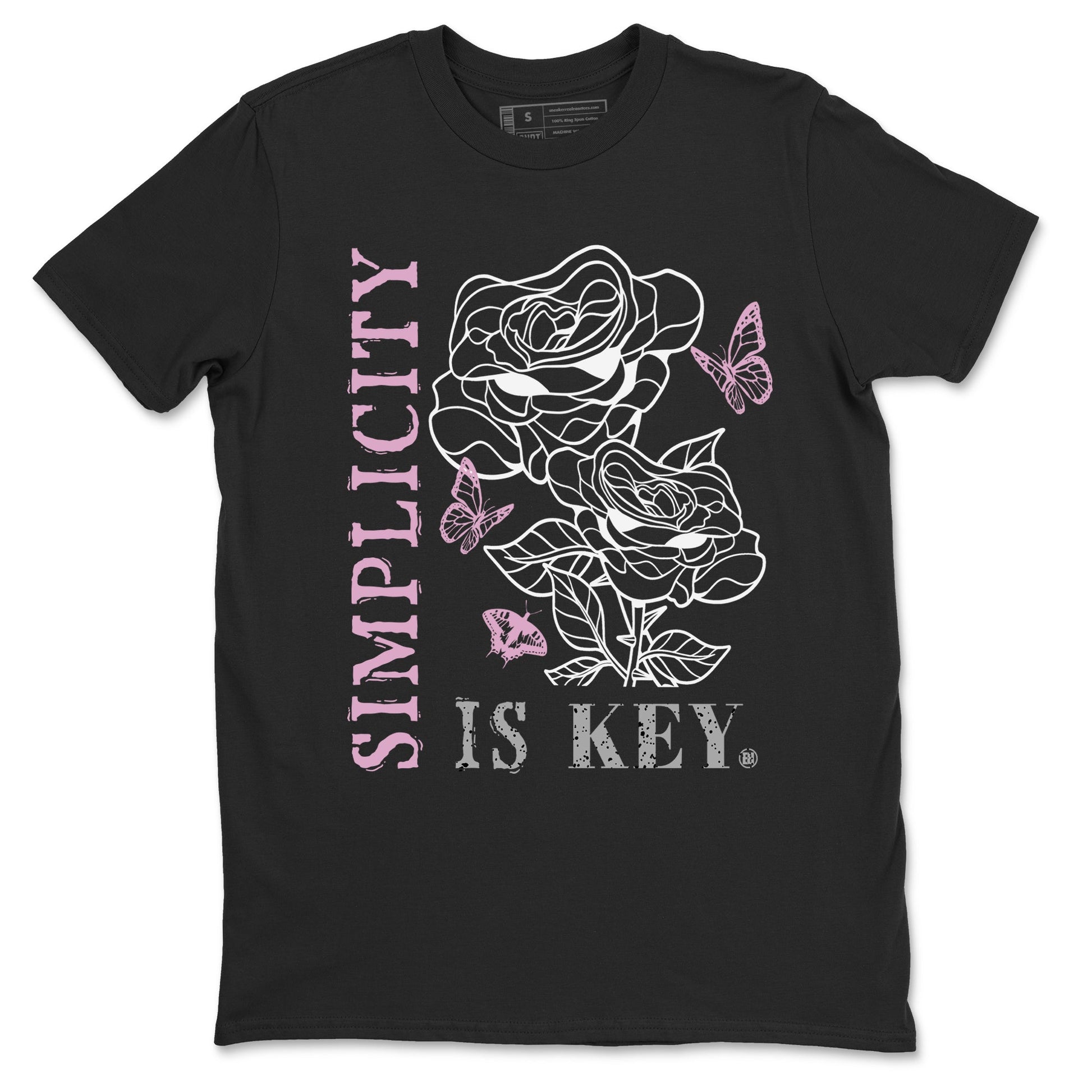 4s Orchid shirts to match jordans Simplicity Is Key sneaker match tees Air Jordan 4 Orchid match shoes to clothes SNRT Sneaker Tees unisex cotton Black 2 shirts