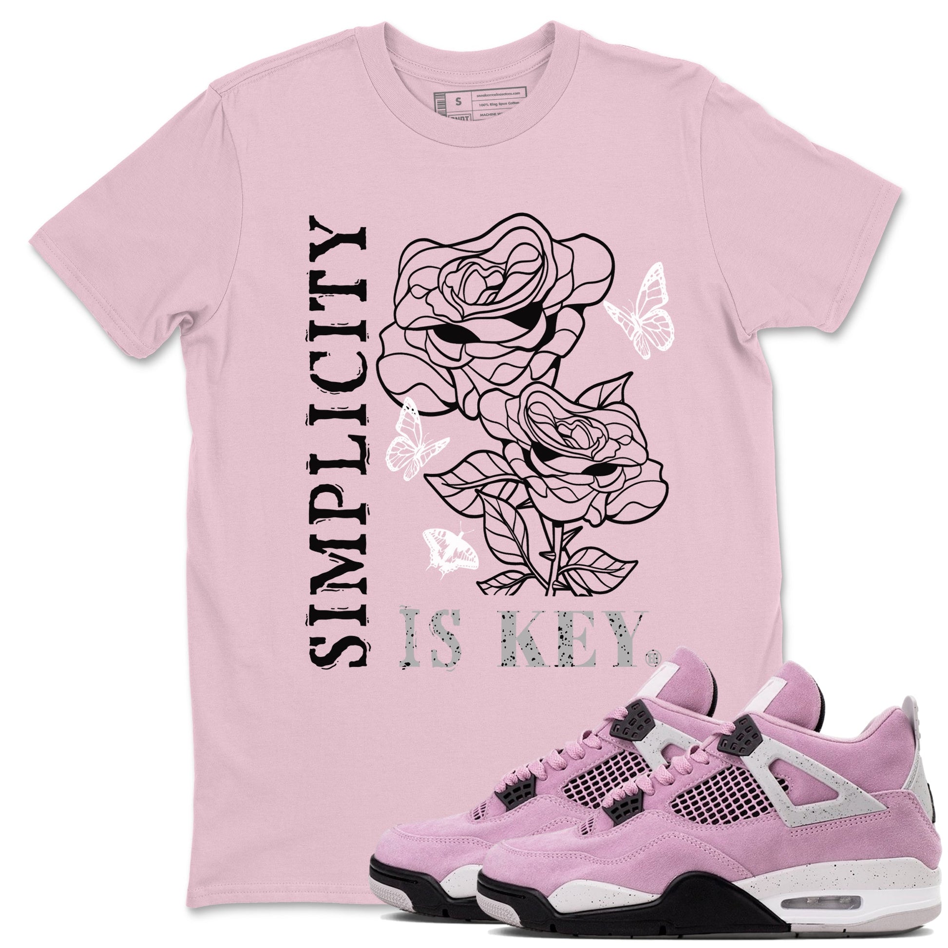 4s Orchid shirts to match jordans Simplicity Is Key sneaker match tees Air Jordan 4 Orchid match shoes to clothes SNRT Sneaker Tees unisex cotton Pink 1 shirts