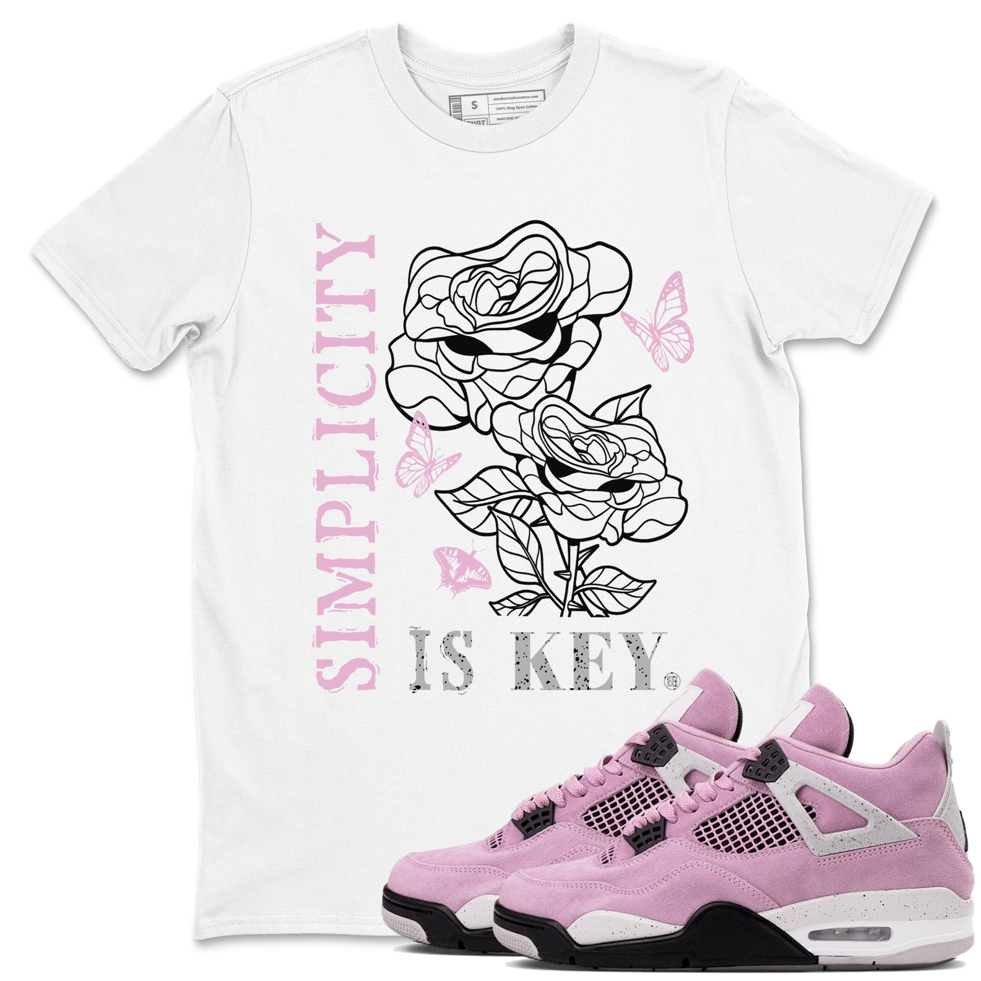 4s Orchid shirts to match jordans Simplicity Is Key sneaker match tees Air Jordan 4 Orchid match shoes to clothes SNRT Sneaker Tees unisex cotton White 1 shirts