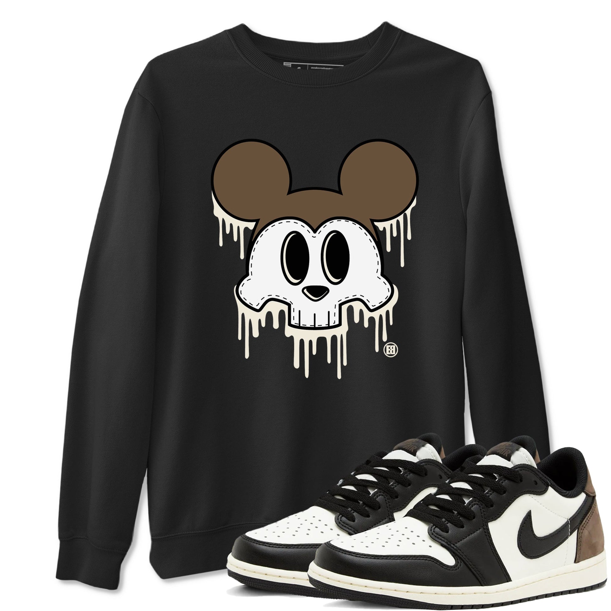 AJ1 Mocha shirts to match jordans Skull Mouse sneaker match tees Air Jordan 1 Mocha SNRT Sneaker Tees streetwear brand Black 1 unisex cotton tee