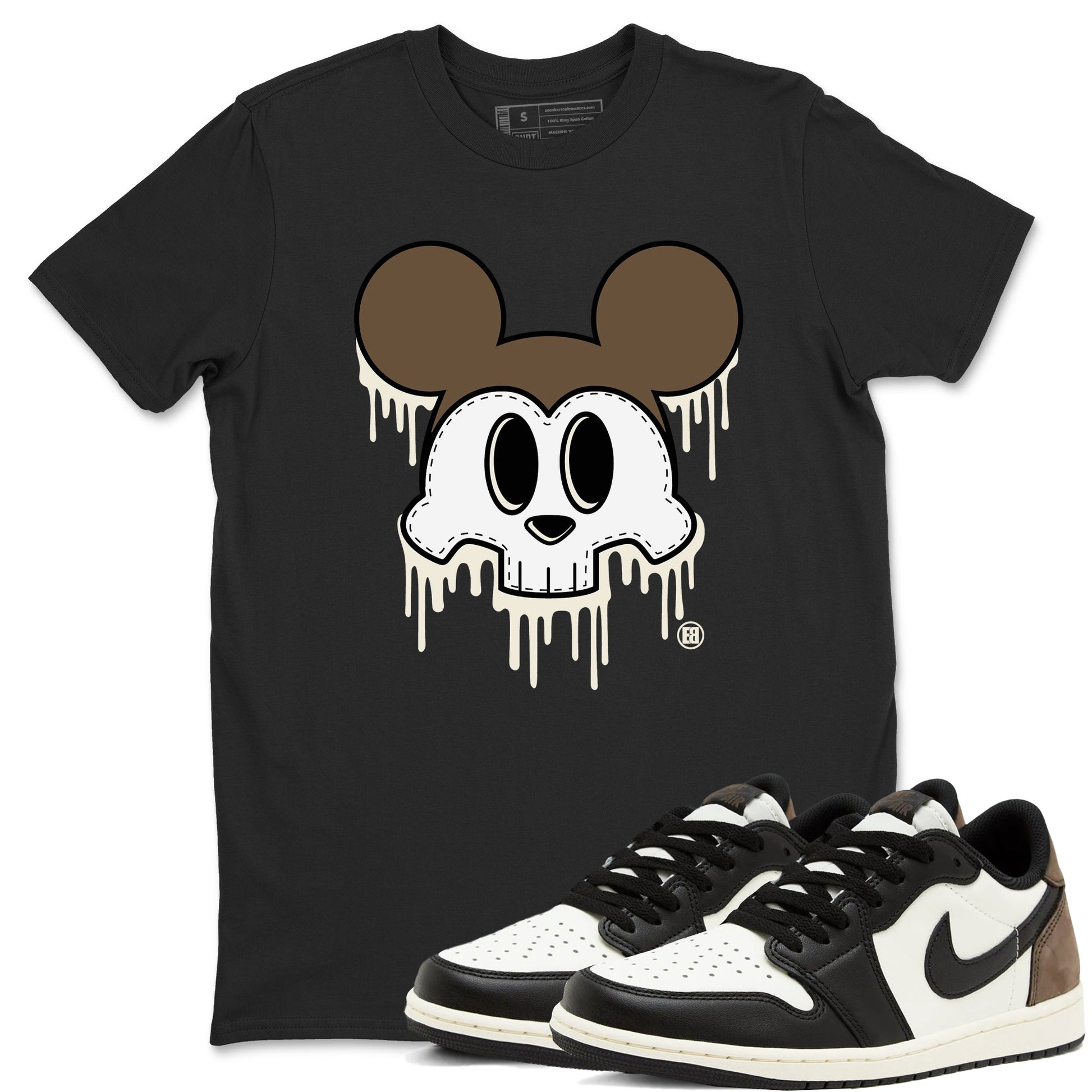 AJ1 Mocha shirts to match jordans Skull Mouse sneaker match tees Air Jordan 1 Mocha SNRT Sneaker Tees streetwear brand Black 1 unisex cotton tee