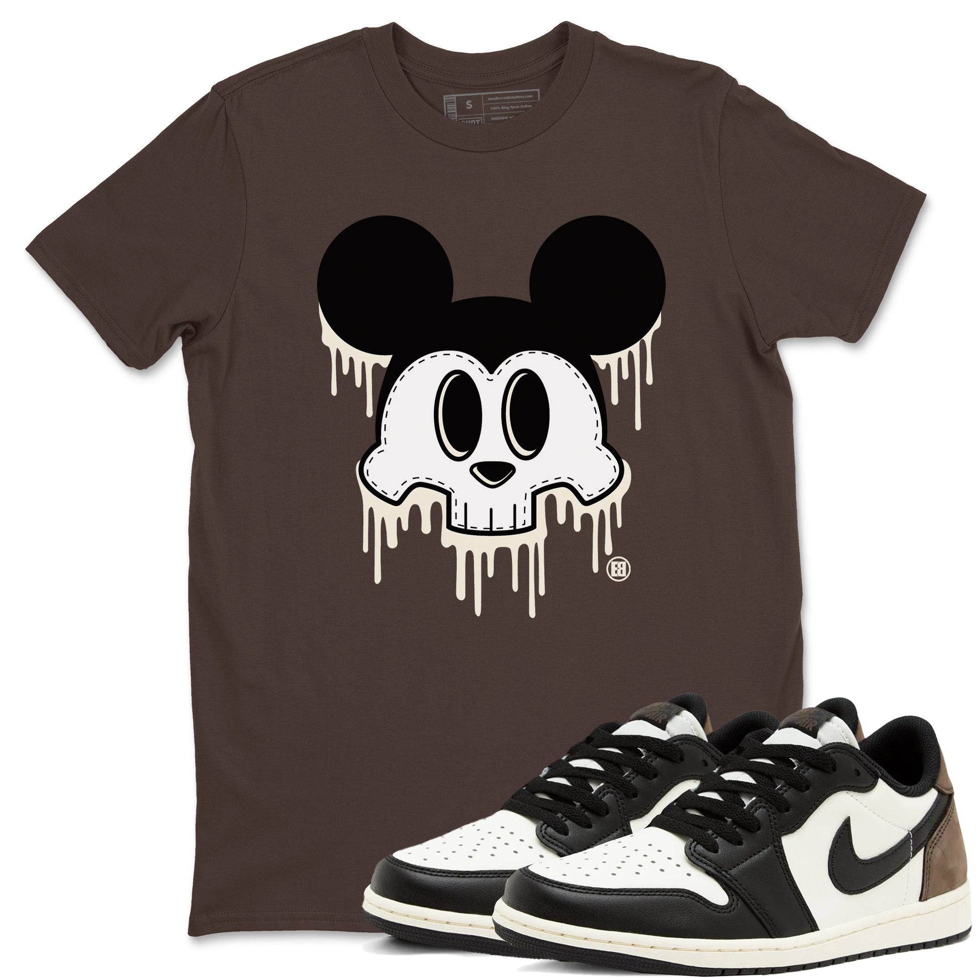 AJ1 Mocha shirts to match jordans Skull Mouse sneaker match tees Air Jordan 1 Mocha SNRT Sneaker Tees streetwear brand Dark Chocolate 1 unisex cotton tee