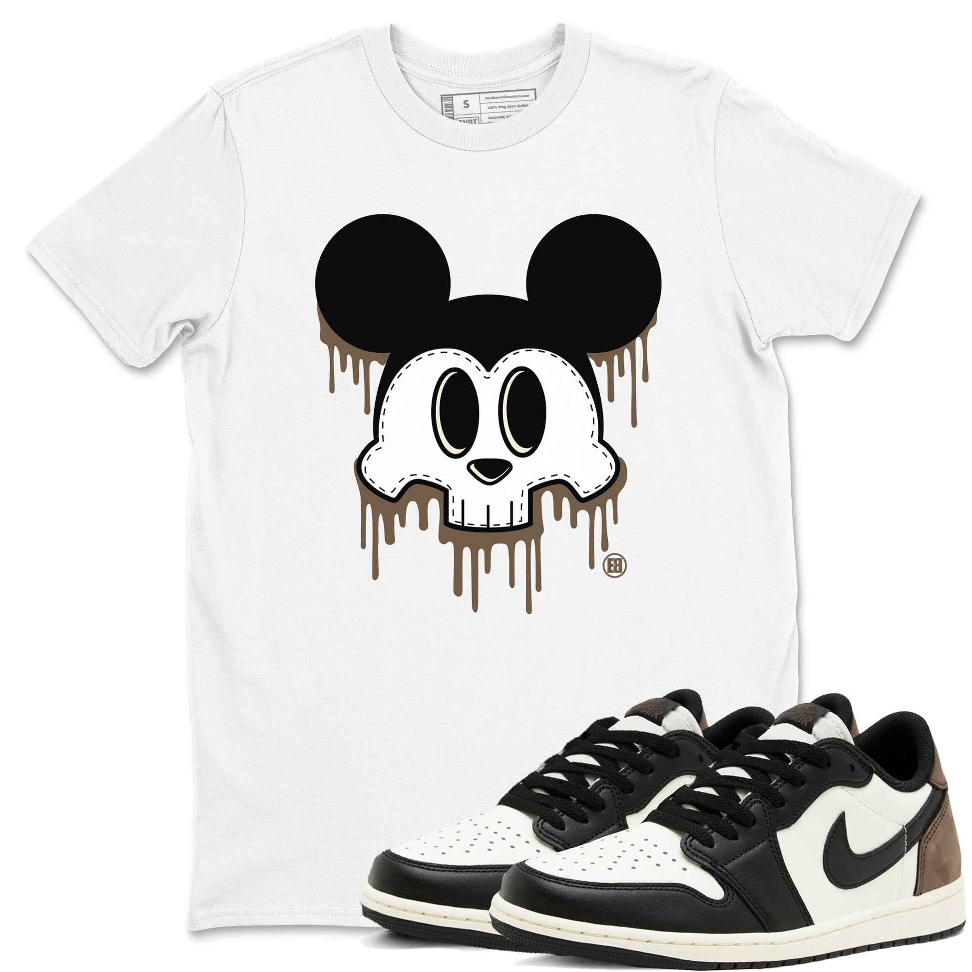 AJ1 Mocha shirts to match jordans Skull Mouse sneaker match tees Air Jordan 1 Mocha SNRT Sneaker Tees streetwear brand White 1 unisex cotton tee