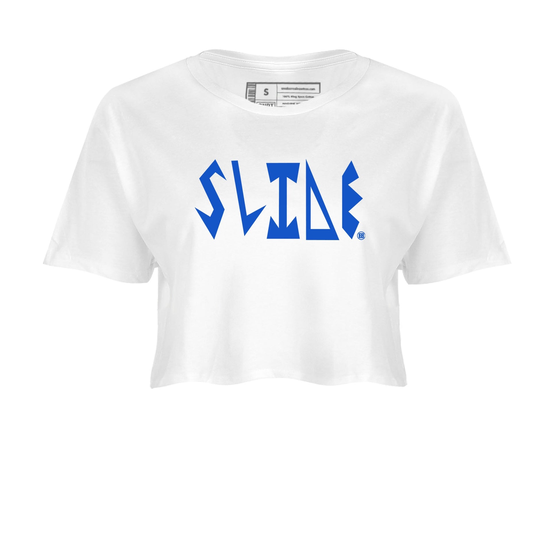Yeezy Slide Azure shirts to match jordans Slide Letters sneaker match tees Yeezy Slide Azure SNRT Sneaker Tees streetwear brand White 2 crop tee
