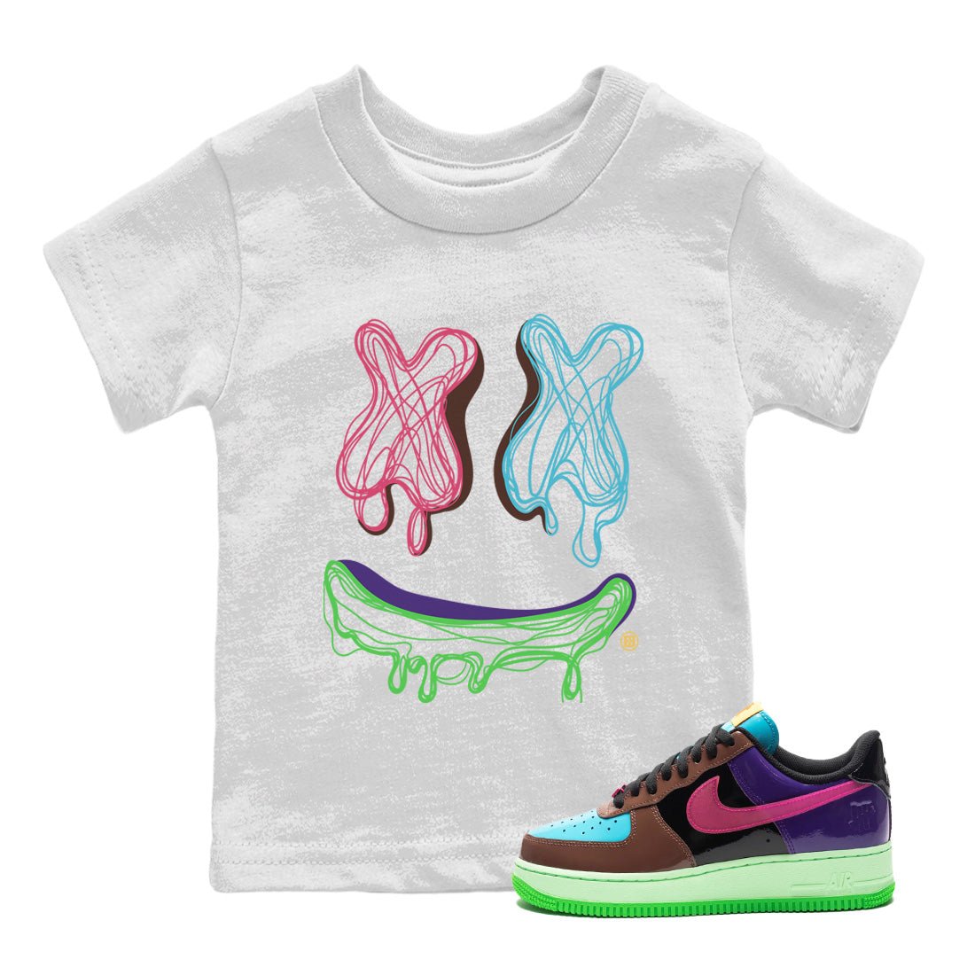 Air Force 1 Undefeated Fauna Brown shirt to match jordans Smile Doodle sneaker tees Air Force 1 Undefeated Fauna Brown SNRT sneaker release tees baby toddler White 1 cotton Shirt
