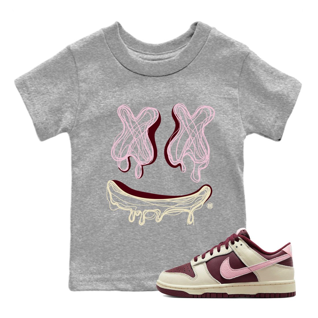 Dunk Valentines Day shirt to match jordans Smile Doodle sneaker tees Dunk Valentines Day SNRT sneaker release tees baby toddler Heather Grey 1 cotton Shirt