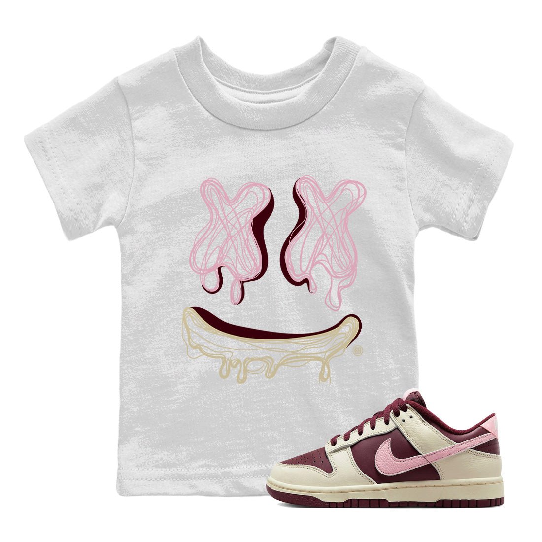 Dunk Valentines Day shirt to match jordans Smile Doodle sneaker tees Dunk Valentines Day SNRT sneaker release tees baby toddler White 1 cotton Shirt