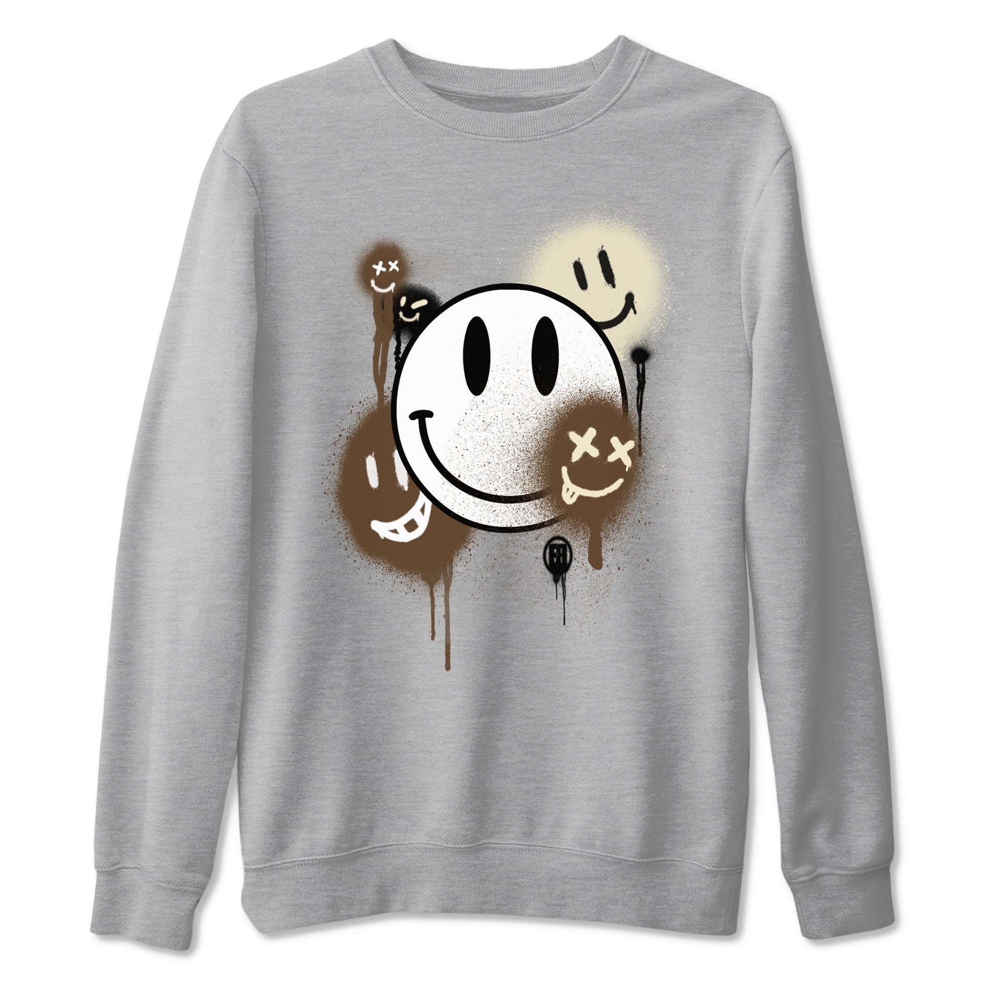 1s Mocha shirts to match jordans Smile Painting sneaker match tees Air Jordan 1 Mocha match shoes to clothes SNRT Sneaker Tees unisex cotton Heather Grey 2 shirts