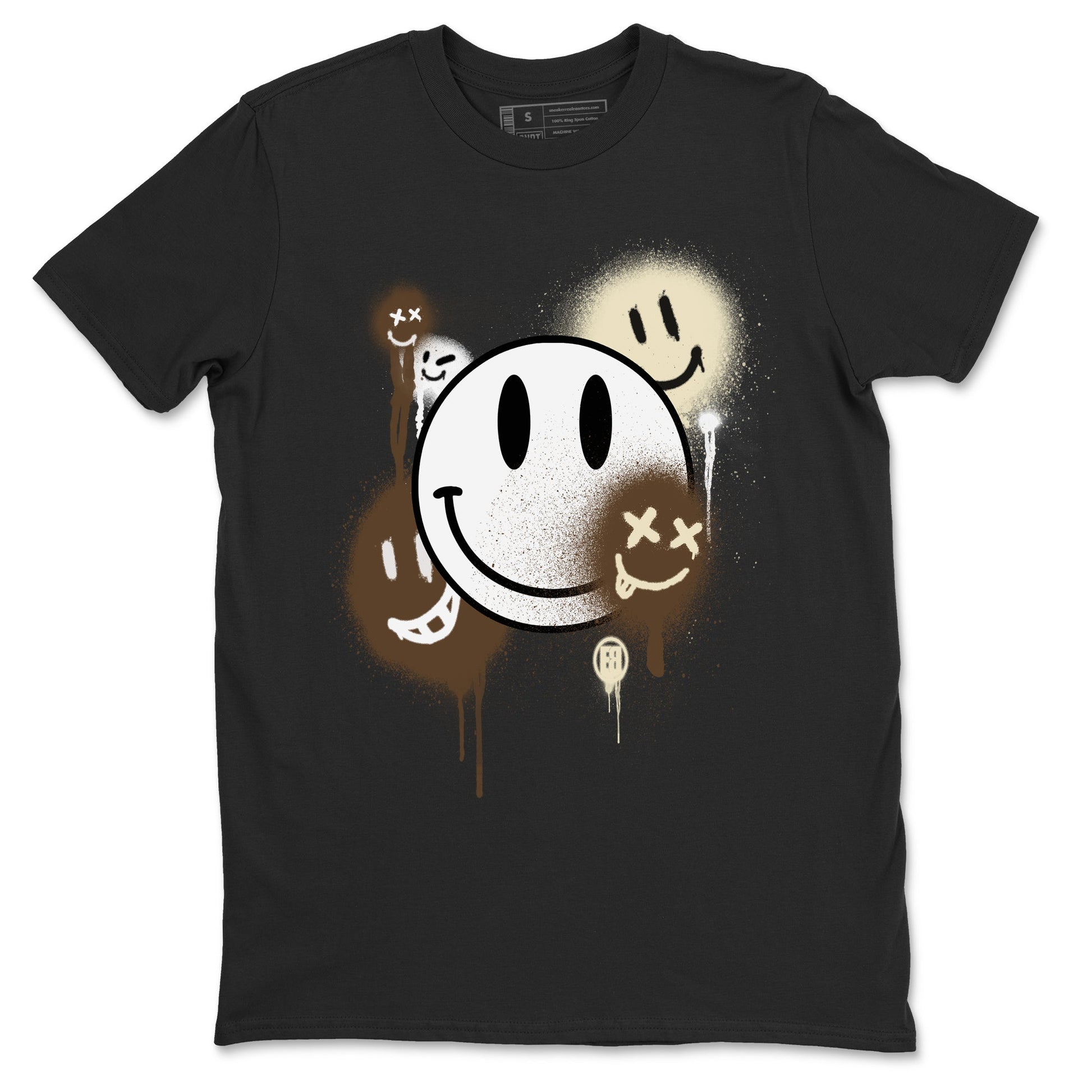 1s Mocha shirts to match jordans Smile Painting sneaker match tees Air Jordan 1 Mocha match shoes to clothes SNRT Sneaker Tees unisex cotton Black 2 shirts