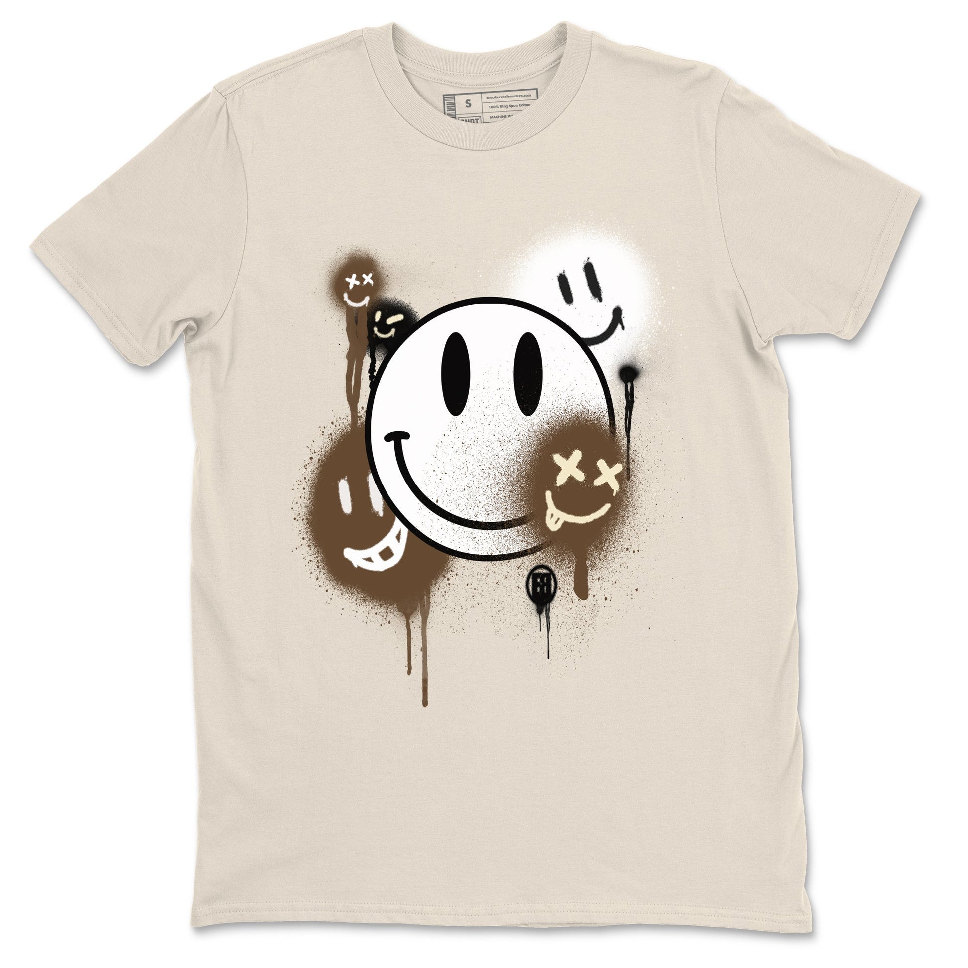 1s Mocha shirts to match jordans Smile Painting sneaker match tees Air Jordan 1 Mocha match shoes to clothes SNRT Sneaker Tees unisex cotton Natural 2 shirts