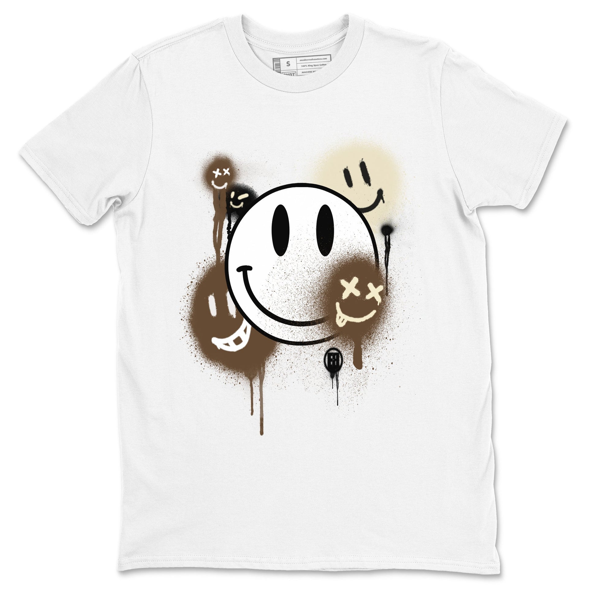 1s Mocha shirts to match jordans Smile Painting sneaker match tees Air Jordan 1 Mocha match shoes to clothes SNRT Sneaker Tees unisex cotton White 2 shirts