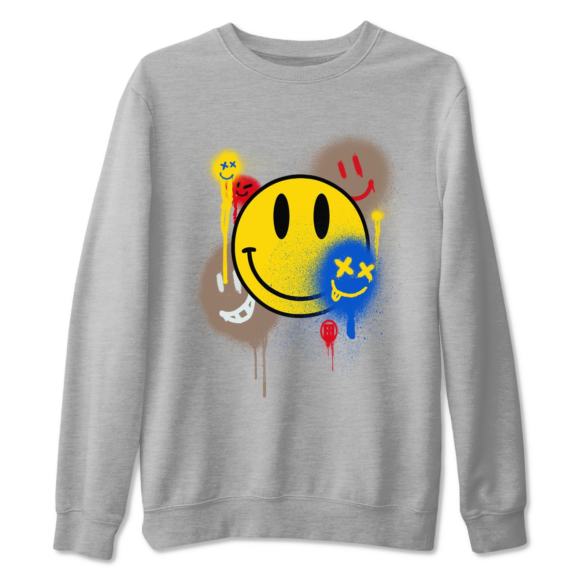 1s Travis Scott Canary shirt to match jordans Smile Painting sneaker tees Air Jordan 1 Travis Scott Canary SNRT Sneaker Release Tees unisex cotton Heather Grey 2 crew neck shirt