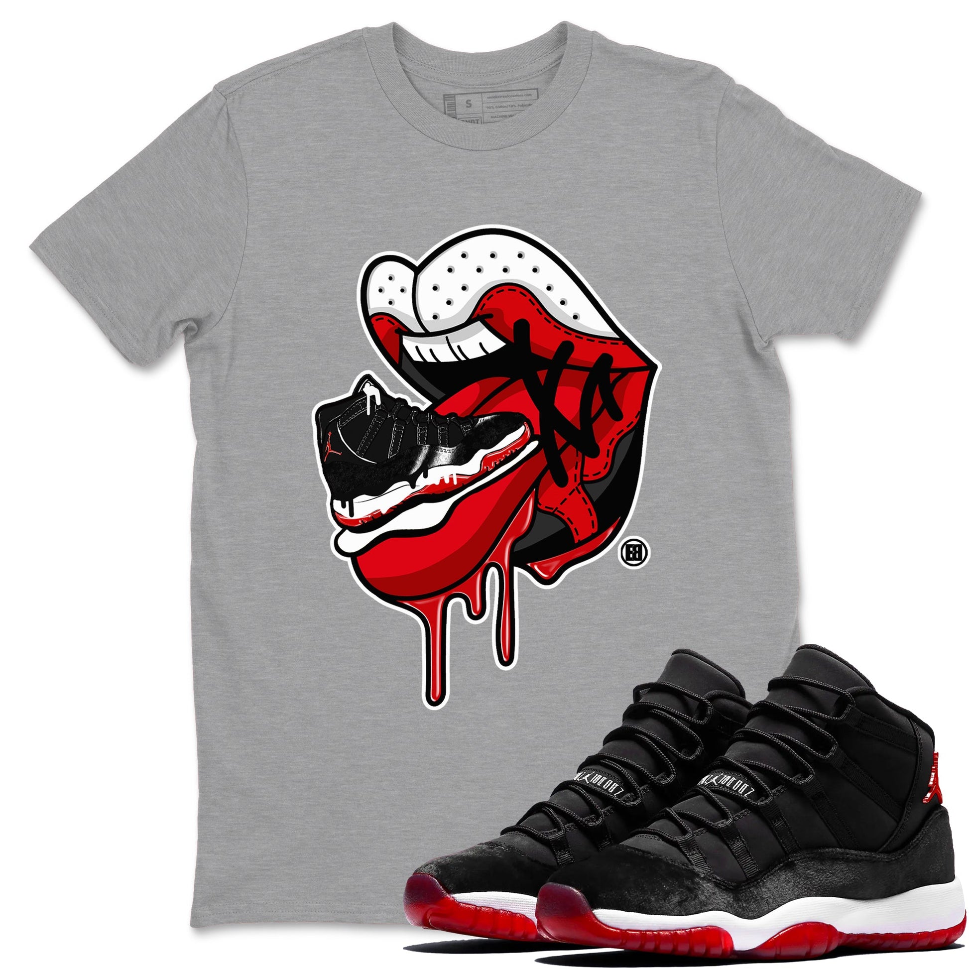 11s Bred Velvet shirts to match jordans Sneaker Addiction 2 sneaker match tees Air Jordan 11 Retro Bred Velvet match shoes to clothes SNRT Sneaker Tees unisex cotton Heather Grey 1 shirts
