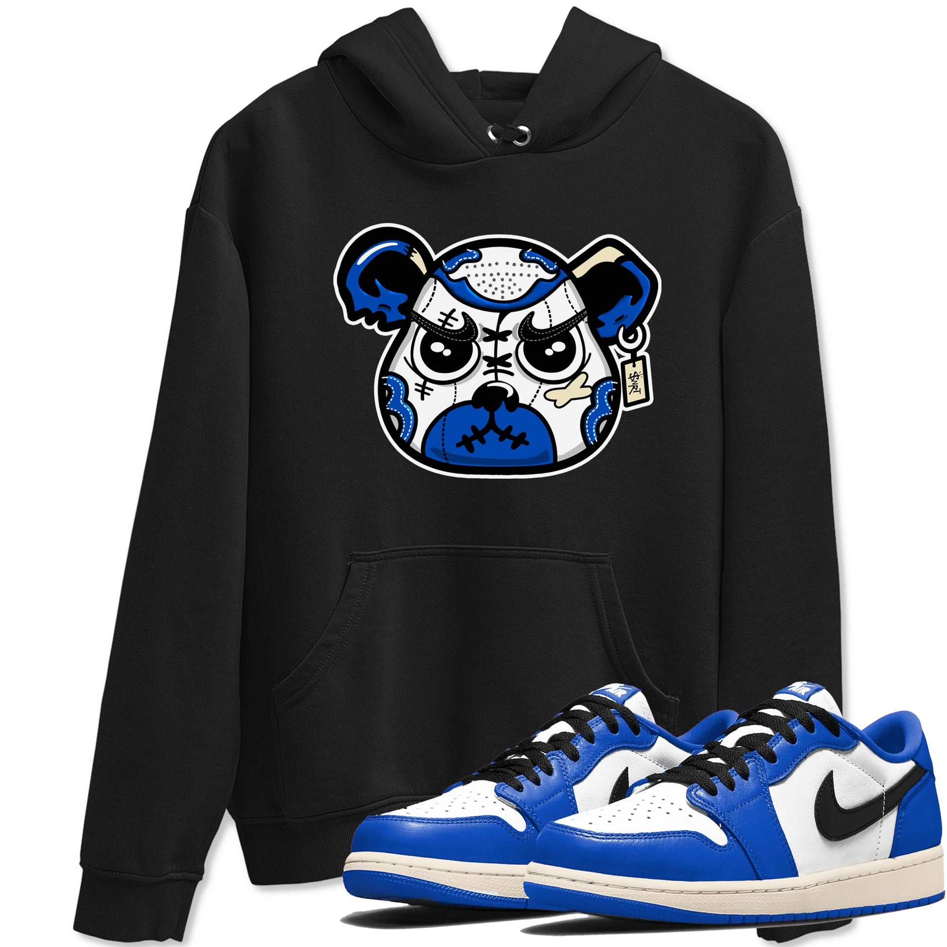 1s Game Royal shirts to match jordans Sneaker Bear Face sneaker match tees Air Jordan 1 Retro Low OG Game Royal match shoes to clothes SNRT Sneaker Tees unisex cotton Black 1 shirts