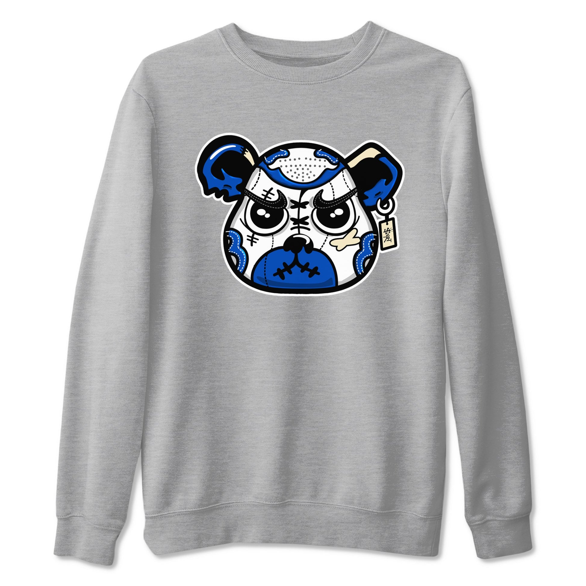 1s Game Royal shirts to match jordans Sneaker Bear Face sneaker match tees Air Jordan 1 Retro Low OG Game Royal match shoes to clothes SNRT Sneaker Tees unisex cotton Heather Grey 2 shirts