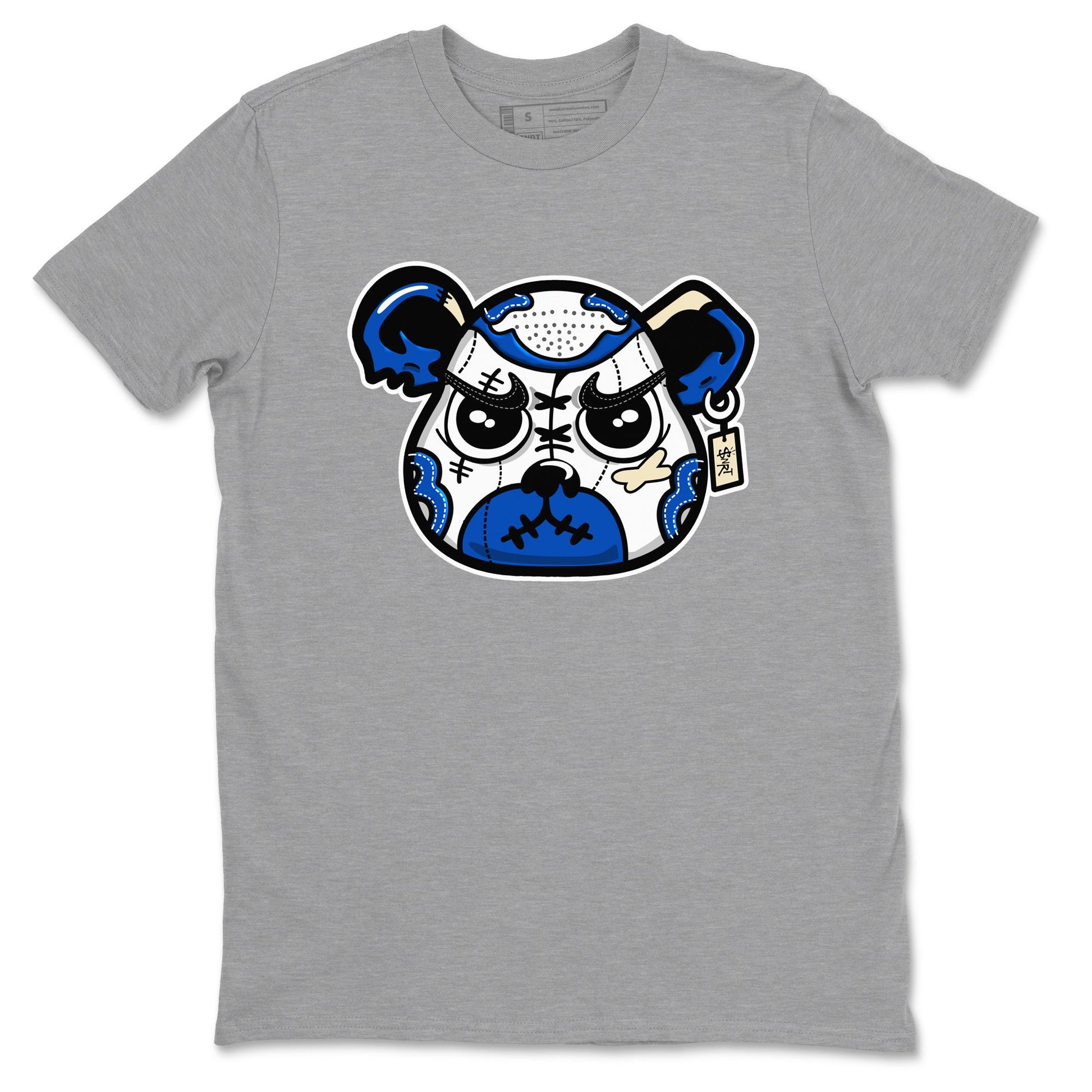 1s Game Royal shirts to match jordans Sneaker Bear Face sneaker match tees Air Jordan 1 Retro Low OG Game Royal match shoes to clothes SNRT Sneaker Tees unisex cotton Heather Grey 2 shirts