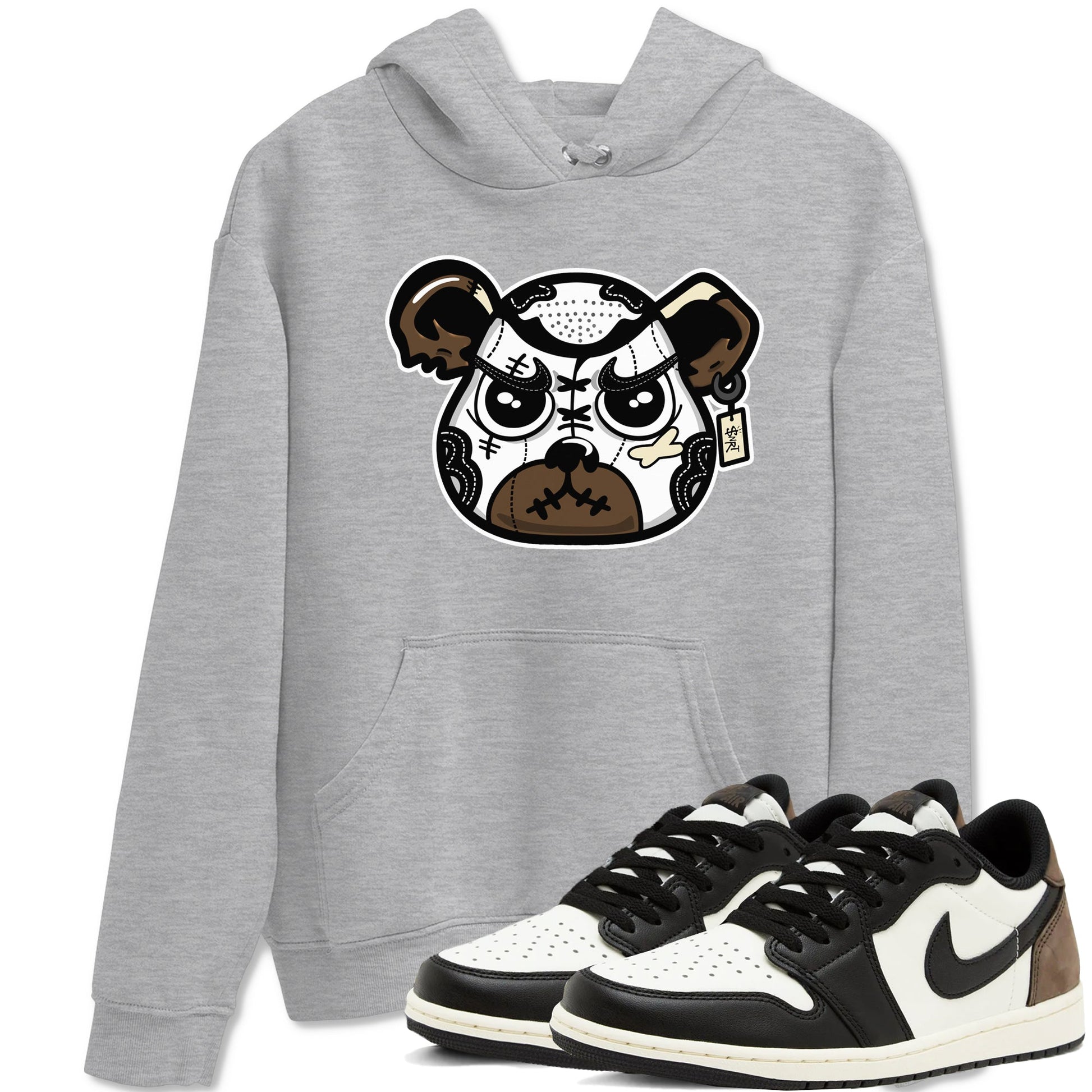 1s Mocha shirts to match jordans Sneaker Bear Face sneaker match tees Air Jordan 1 Mocha match shoes to clothes SNRT Sneaker Tees unisex cotton Heather Grey 1 shirts
