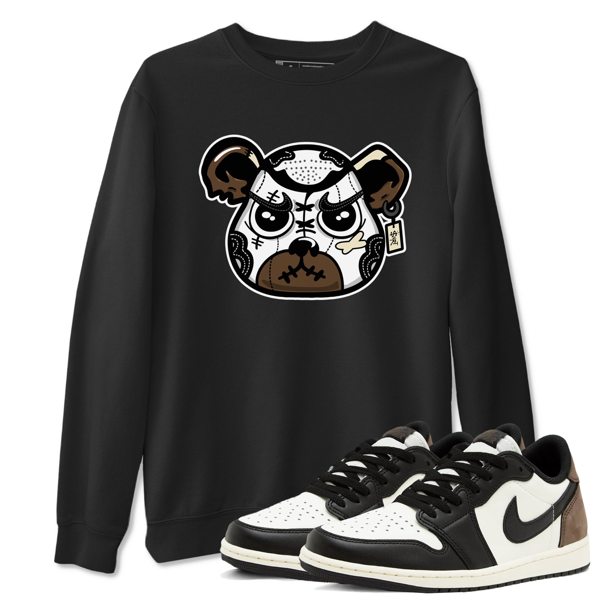 1s Mocha shirts to match jordans Sneaker Bear Face sneaker match tees Air Jordan 1 Mocha match shoes to clothes SNRT Sneaker Tees unisex cotton Black 1 shirts