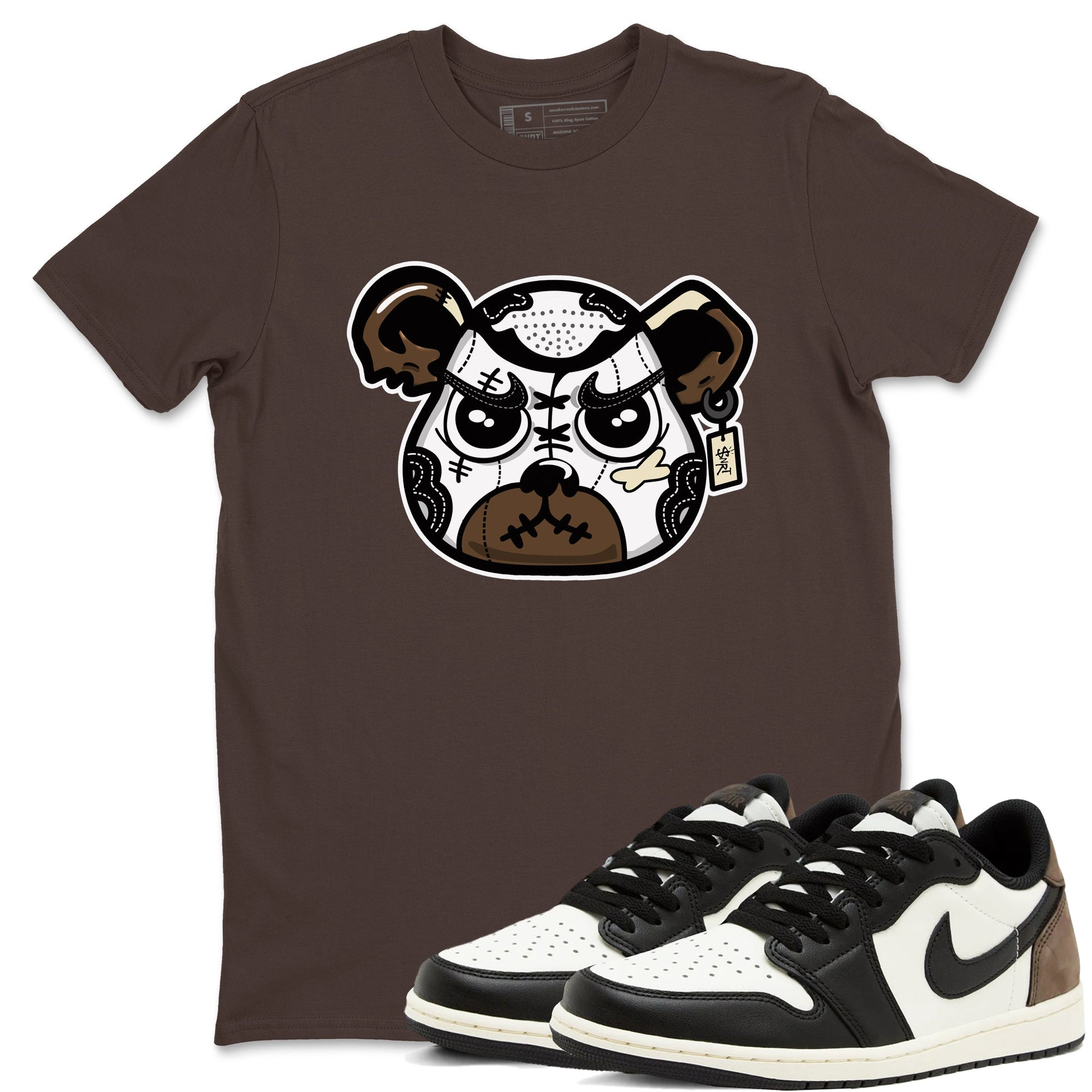 1s Mocha shirts to match jordans Sneaker Bear Face sneaker match tees Air Jordan 1 Mocha match shoes to clothes SNRT Sneaker Tees unisex cotton Dark Chocolate 1 shirts