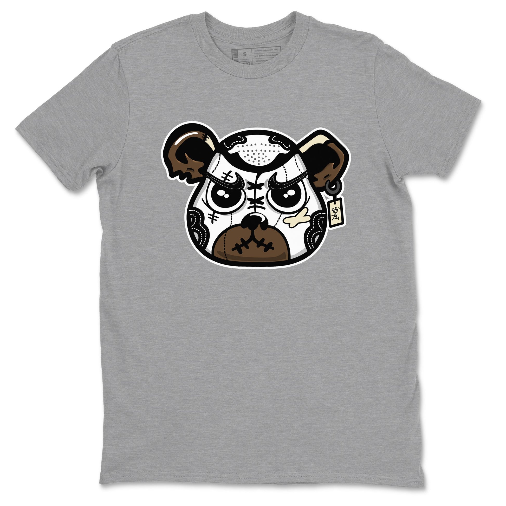 1s Mocha shirts to match jordans Sneaker Bear Face sneaker match tees Air Jordan 1 Mocha match shoes to clothes SNRT Sneaker Tees unisex cotton Heather Grey 2 shirts