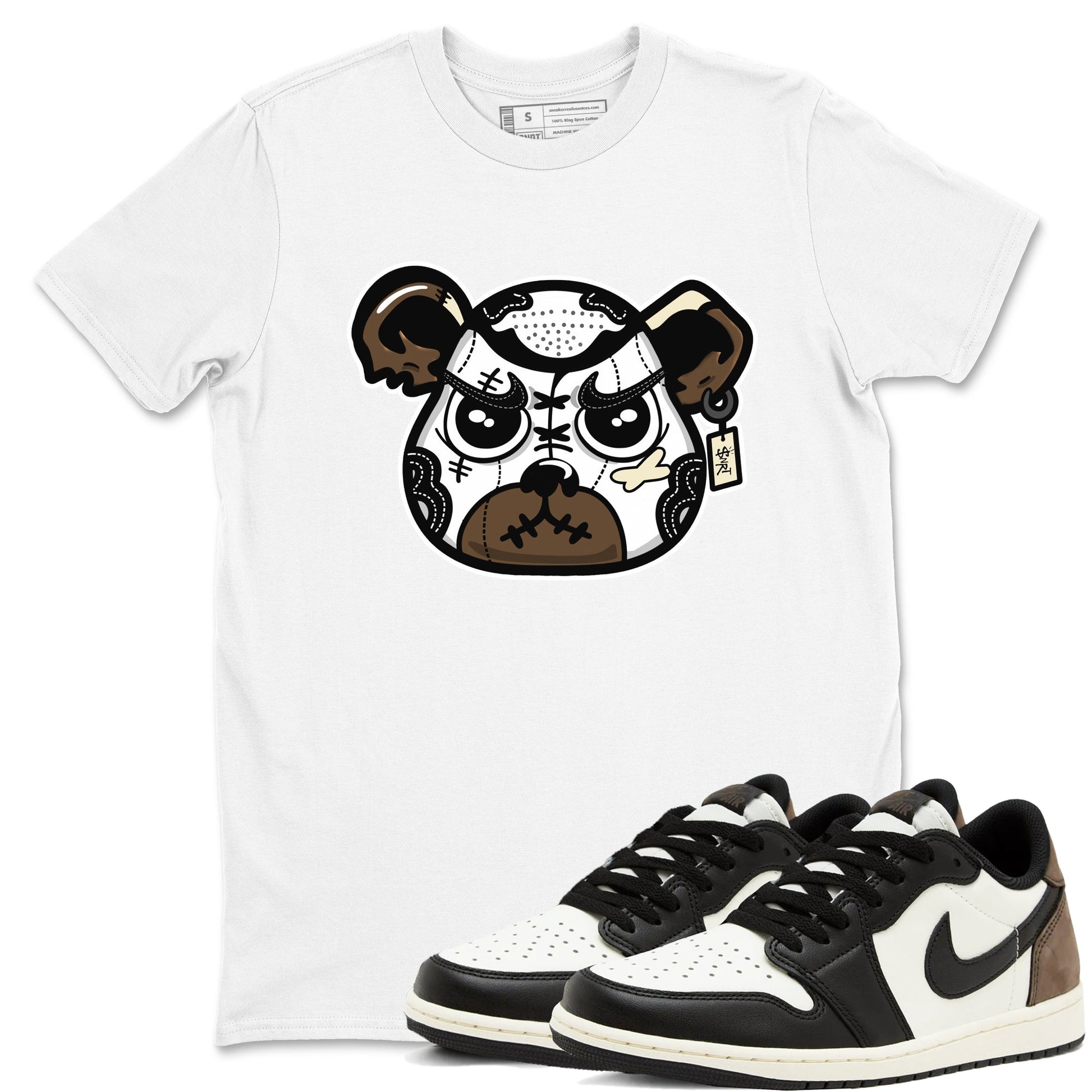1s Mocha shirts to match jordans Sneaker Bear Face sneaker match tees Air Jordan 1 Mocha match shoes to clothes SNRT Sneaker Tees unisex cotton White 1 shirts