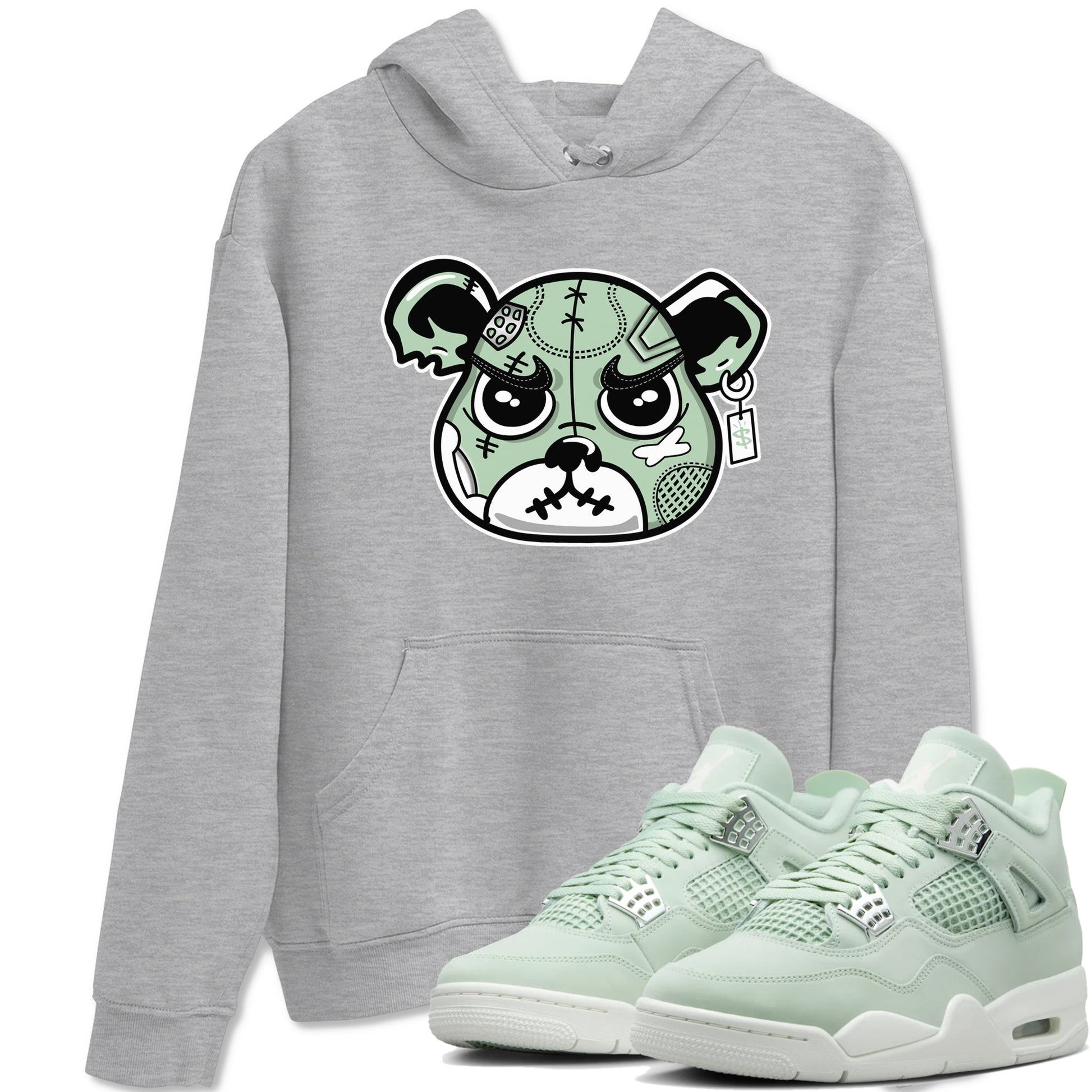 4s Abundance shirts to match jordans Sneaker Bear Face sneaker match tees Air Jordan 4 Seafoam match shoes to clothes SNRT Sneaker Tees unisex cotton Heather Grey 1 shirts