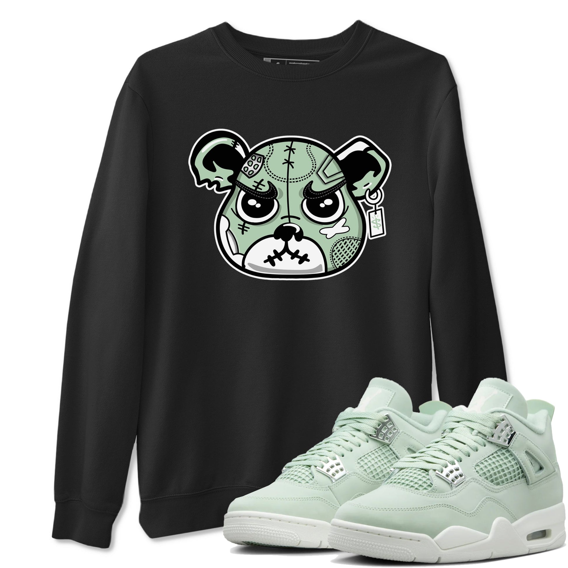 4s Abundance shirts to match jordans Sneaker Bear Face sneaker match tees Air Jordan 4 Seafoam match shoes to clothes SNRT Sneaker Tees unisex cotton Black 1 shirts