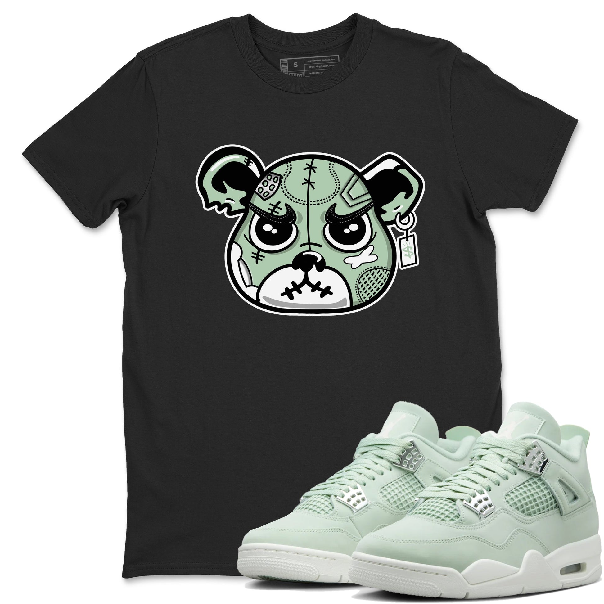 4s Abundance shirts to match jordans Sneaker Bear Face sneaker match tees Air Jordan 4 Seafoam match shoes to clothes SNRT Sneaker Tees unisex cotton Black 1 shirts
