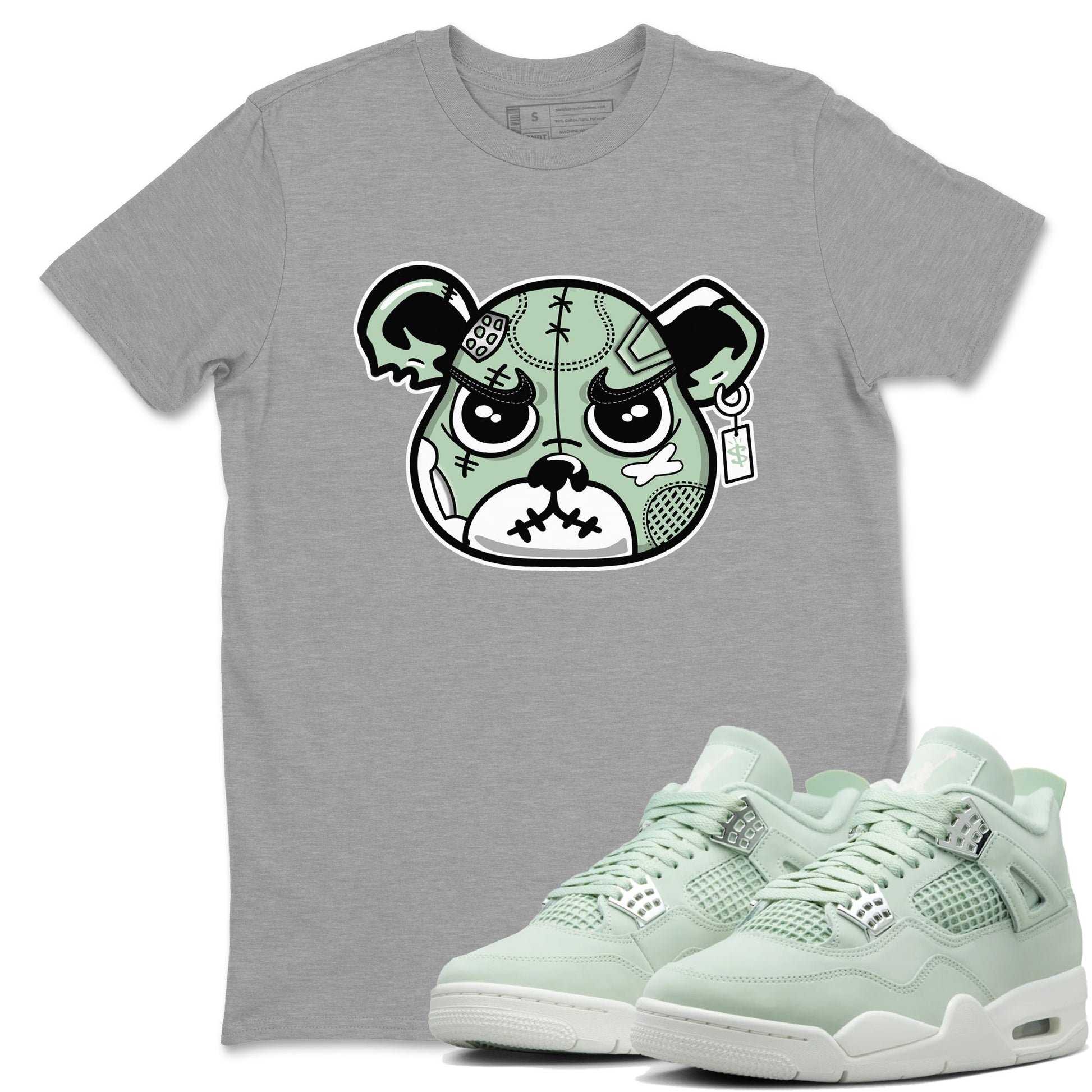 4s Abundance shirts to match jordans Sneaker Bear Face sneaker match tees Air Jordan 4 Seafoam match shoes to clothes SNRT Sneaker Tees unisex cotton Heather Grey 1 shirts