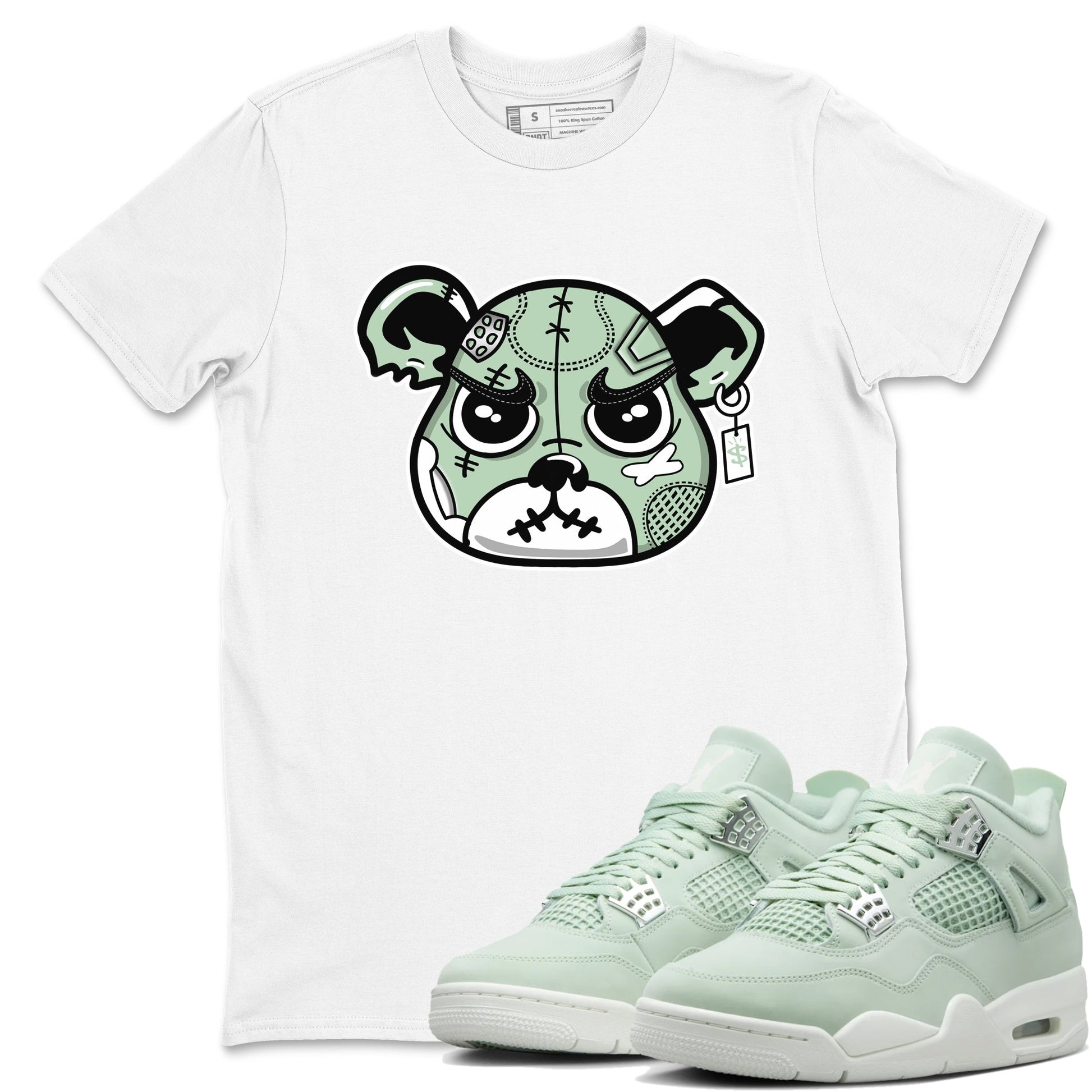 4s Abundance shirts to match jordans Sneaker Bear Face sneaker match tees Air Jordan 4 Seafoam match shoes to clothes SNRT Sneaker Tees unisex cotton White 1 shirts