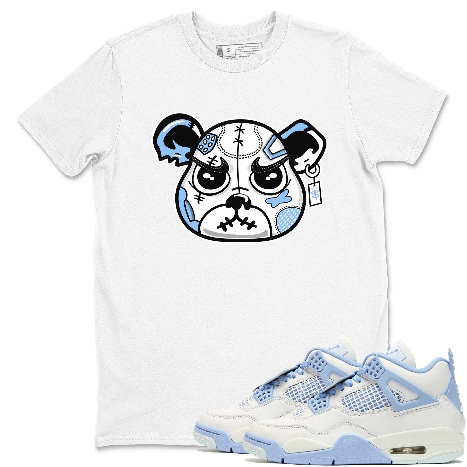 Sneaker Bear Face sneaker match t-shirt styled to complete your fit with the Air Jordan 4 Aluminum sneakers, shown in White 1.