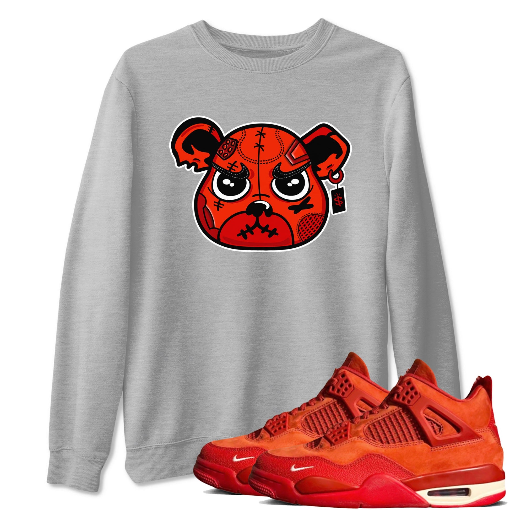 Nigel Sylvester x Air Jordan 4 Brick by Brick shirts to match jordans Sneaker Bear Face sneaker match tees Air Jordan 4 Brick By Brick match shoes to clothes SNRT Sneaker Tees unisex cotton Heather Grey 1 shirts
