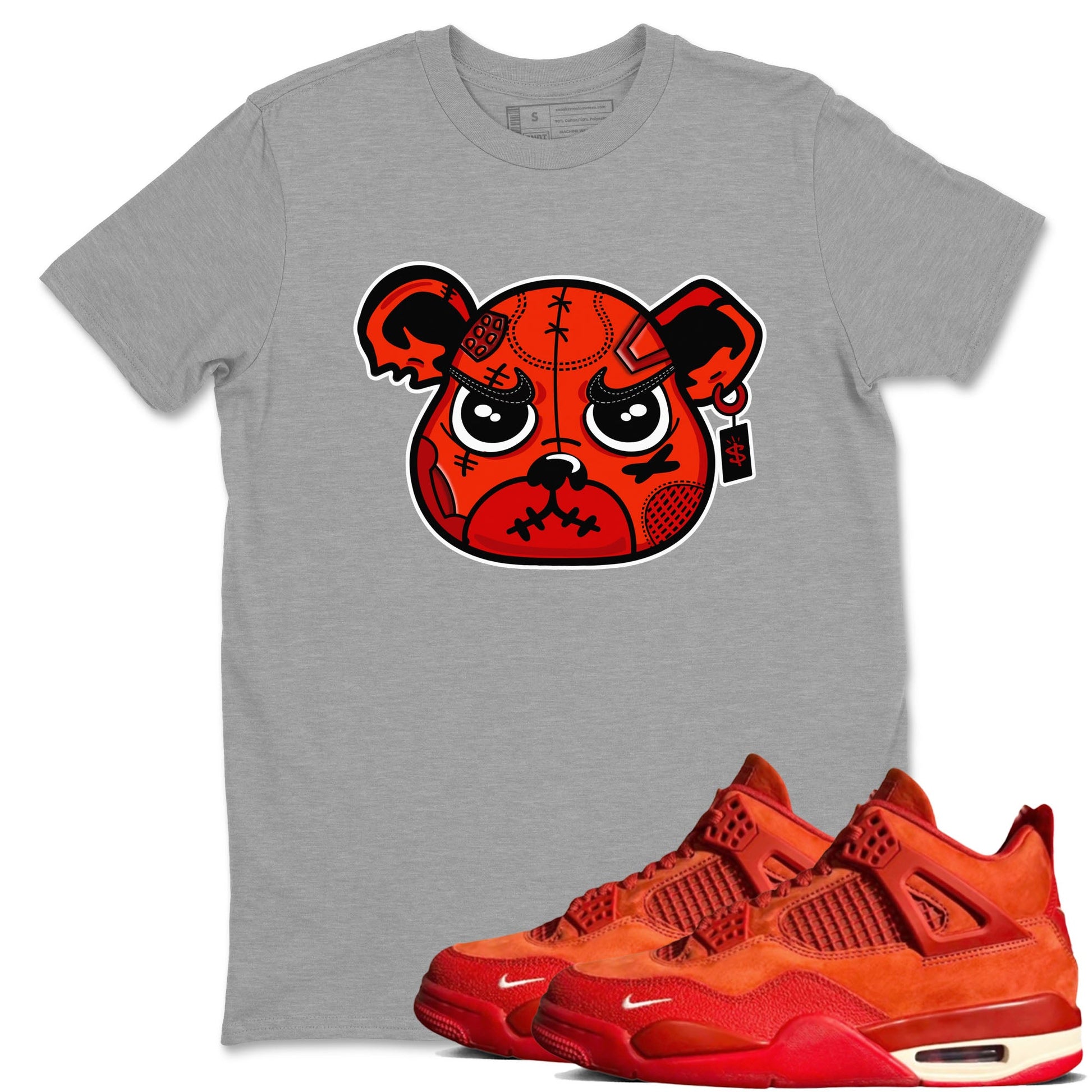 Nigel Sylvester x Air Jordan 4 Brick by Brick shirts to match jordans Sneaker Bear Face sneaker match tees Air Jordan 4 Brick By Brick match shoes to clothes SNRT Sneaker Tees unisex cotton Heather Grey 1 shirts