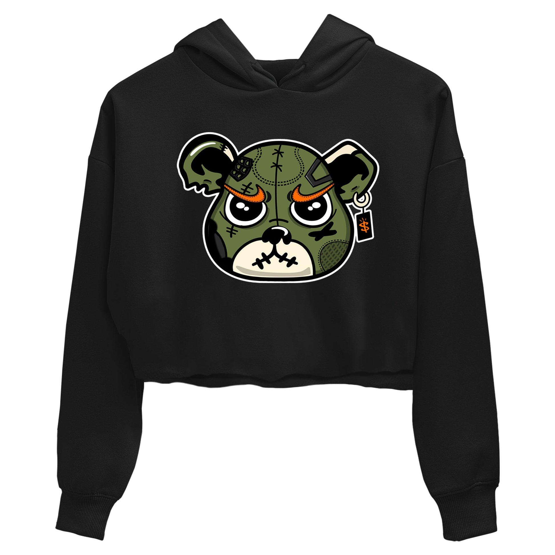 Sneaker match tees – Sneaker Tees To Match Undefeated inspired colorways Air Jordan 4 OG Olive Shoes – Sneaker Bear Face Crop T-Shirt Black 2