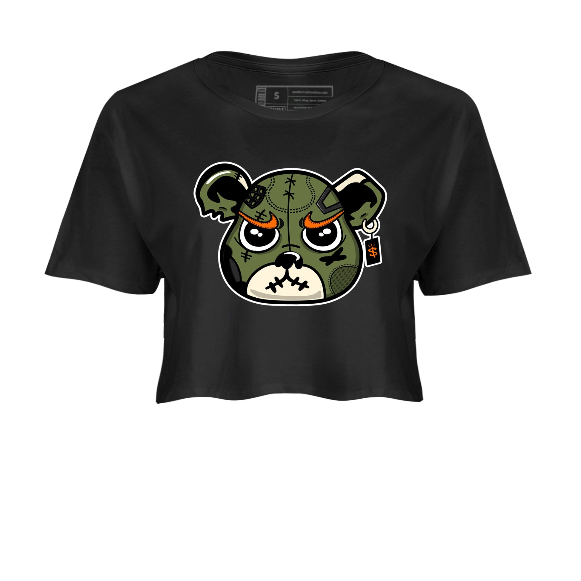 Sneaker match tees – Sneaker Tees To Match Undefeated inspired colorways Air Jordan 4 OG Olive Shoes – Sneaker Bear Face Crop T-Shirt Black 2