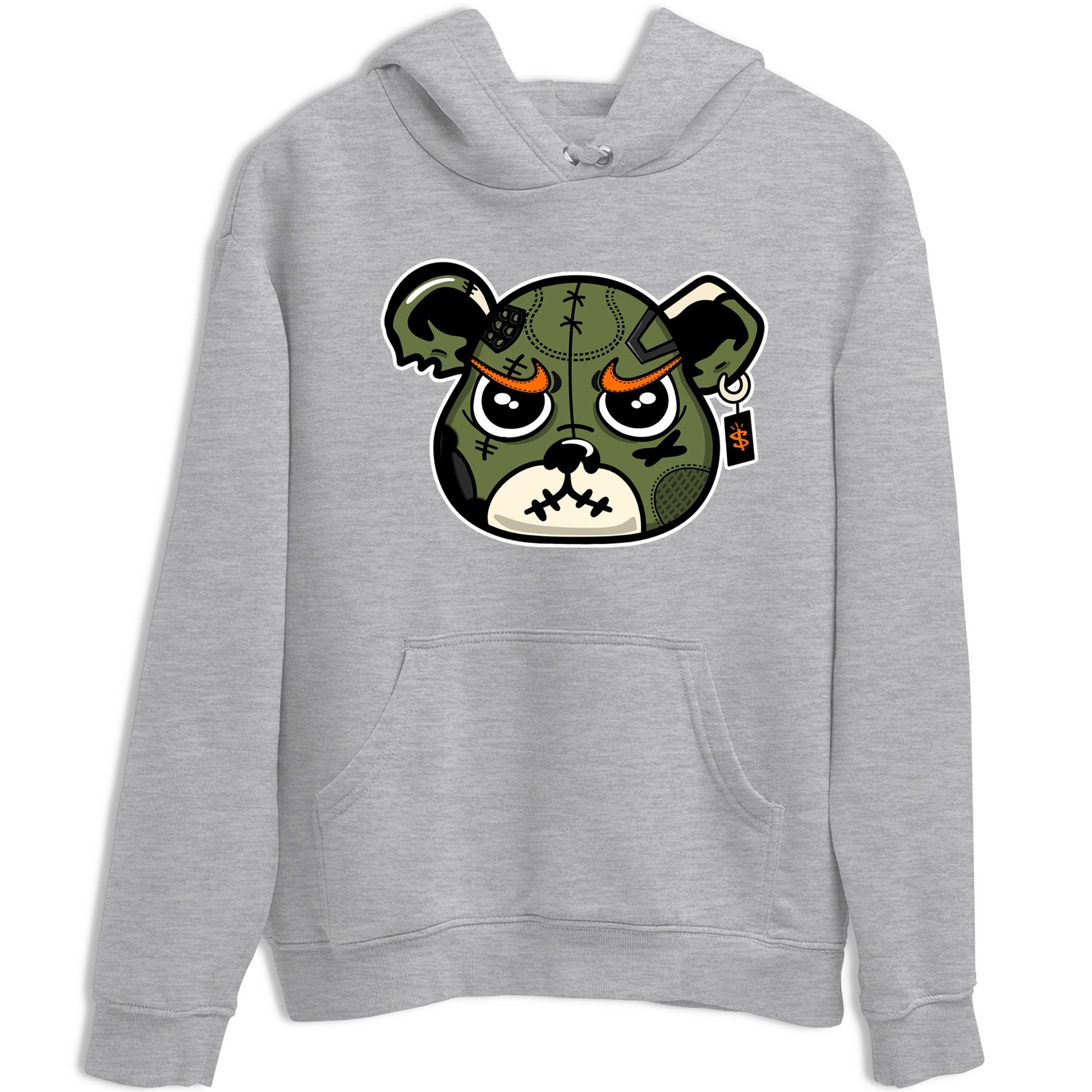 Sneaker match tees – Sneaker Tees To Match Undefeated inspired colorways Air Jordan 4 OG Olive Shoes – Sneaker Bear Face Tee Heather Grey 2
