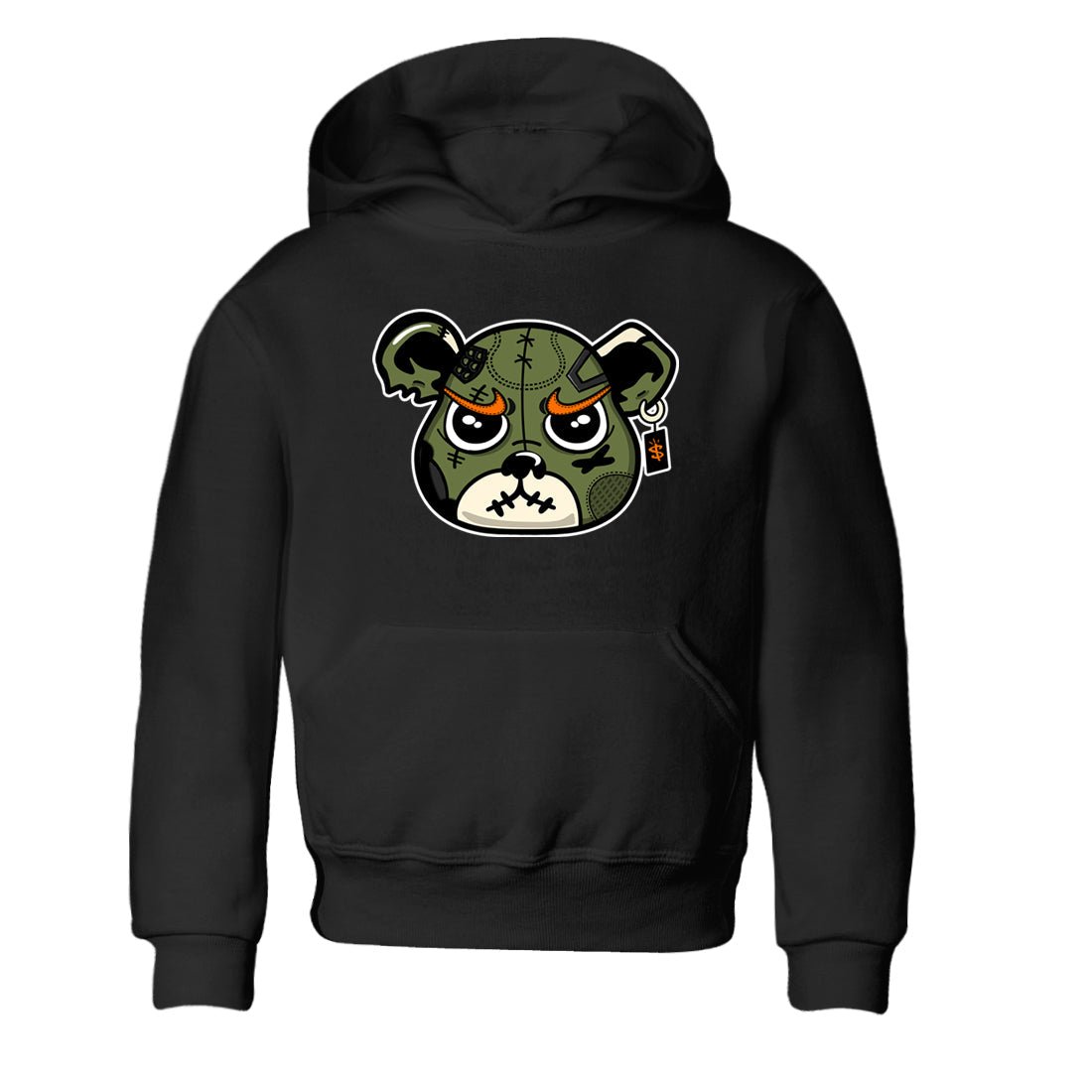 Sneaker match tees – Sneaker Tees To Match Undefeated inspired colorways Air Jordan 4 OG Olive Shoes – Sneaker Bear Face Kids T-Shirt Black 2