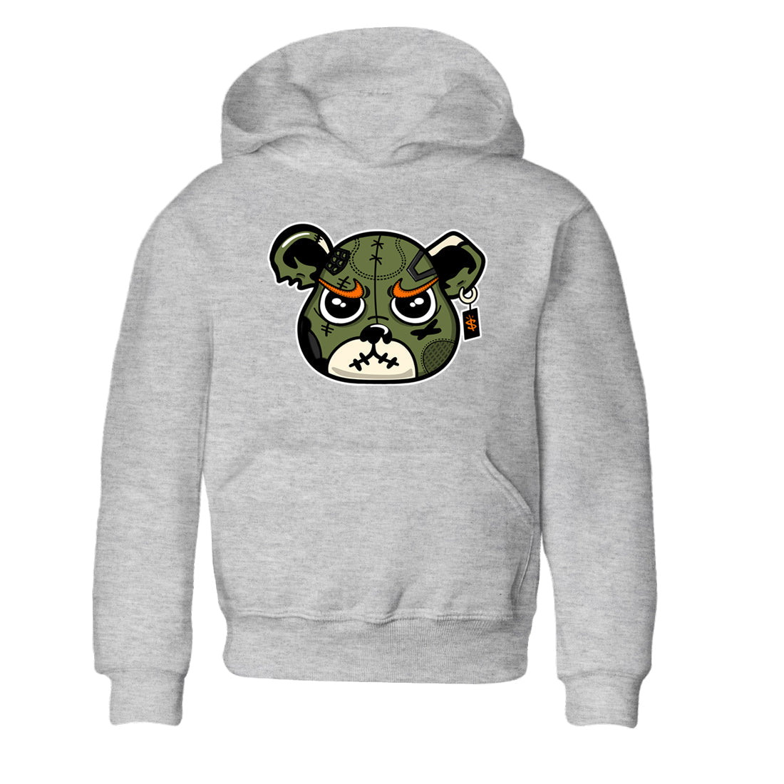 Sneaker match tees – Sneaker Tees To Match Undefeated inspired colorways Air Jordan 4 OG Olive Shoes – Sneaker Bear Face Kids T-Shirt Heather Grey 2
