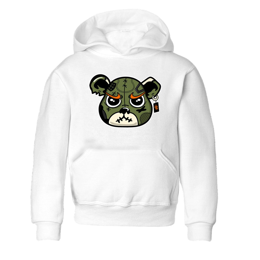 Sneaker match tees – Sneaker Tees To Match Undefeated inspired colorways Air Jordan 4 OG Olive Shoes – Sneaker Bear Face Kids T-Shirt White 2