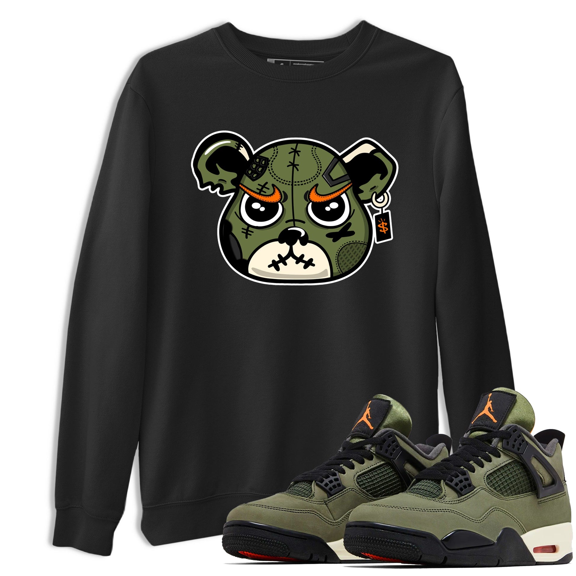 Sneaker match tees – Sneaker Tees To Match Undefeated inspired colorways Air Jordan 4 OG Olive Shoes – Sneaker Bear Face Tee Black 1