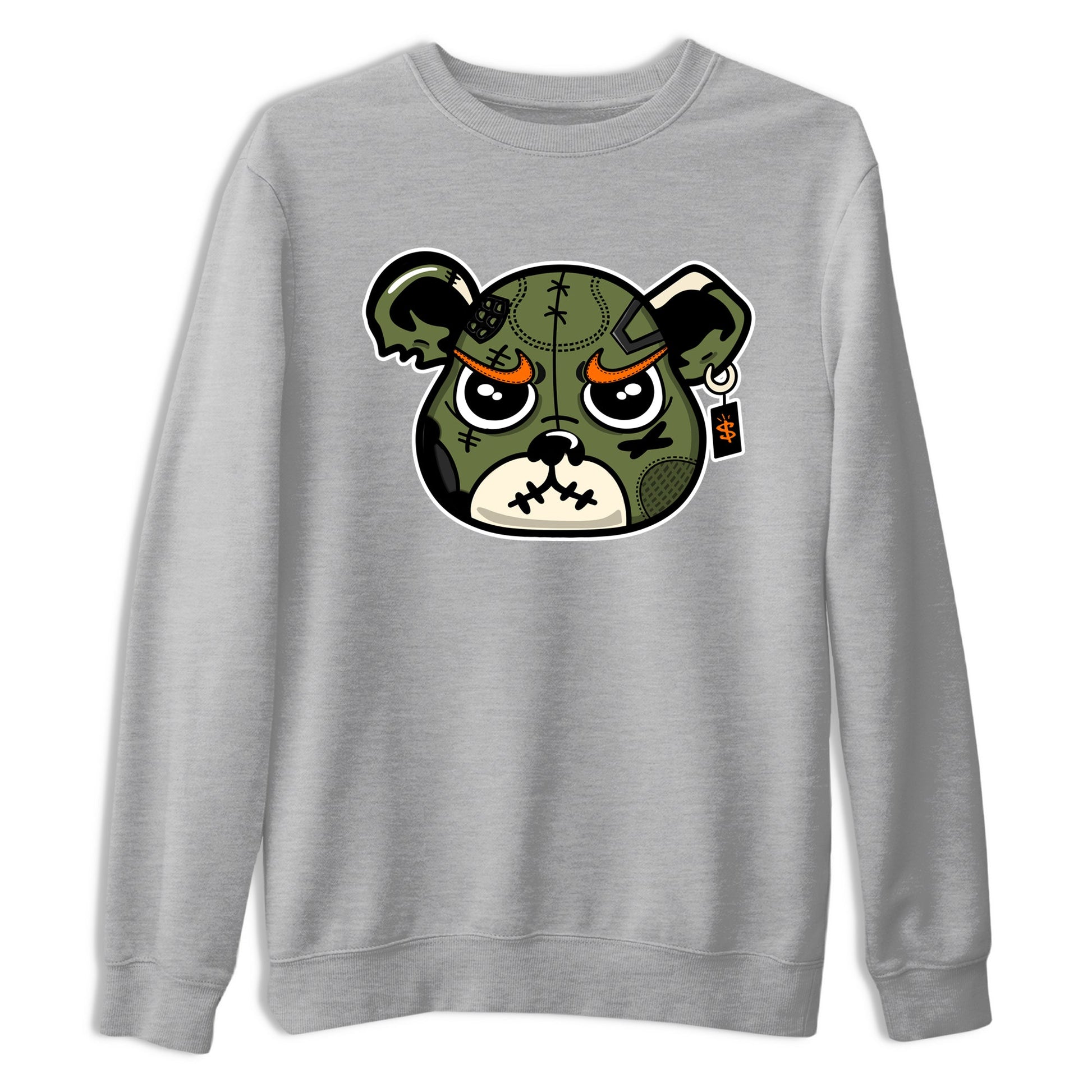 Sneaker match tees – Sneaker Tees To Match Undefeated inspired colorways Air Jordan 4 OG Olive Shoes – Sneaker Bear Face Tee Heather Grey 2